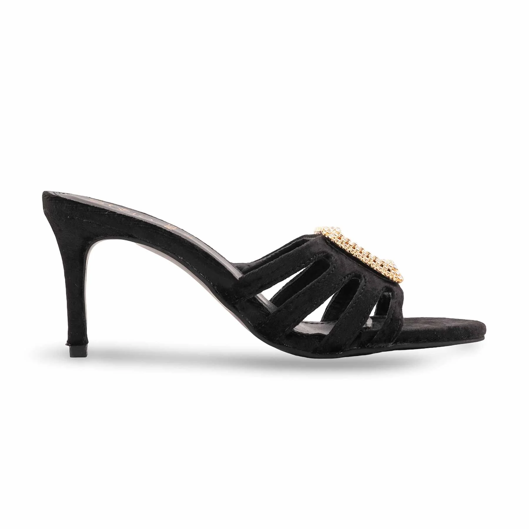Black Fancy Slipper For Ladies FN8052 - Image 2
