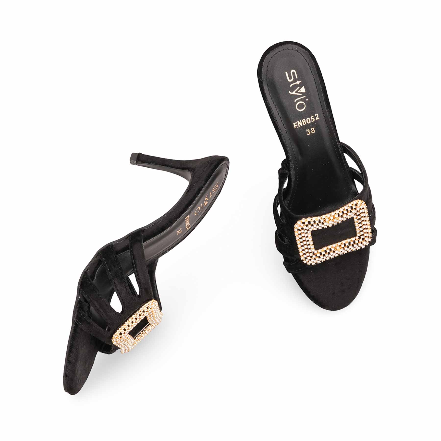 Black Fancy Slipper For Ladies FN8052 - Image 5