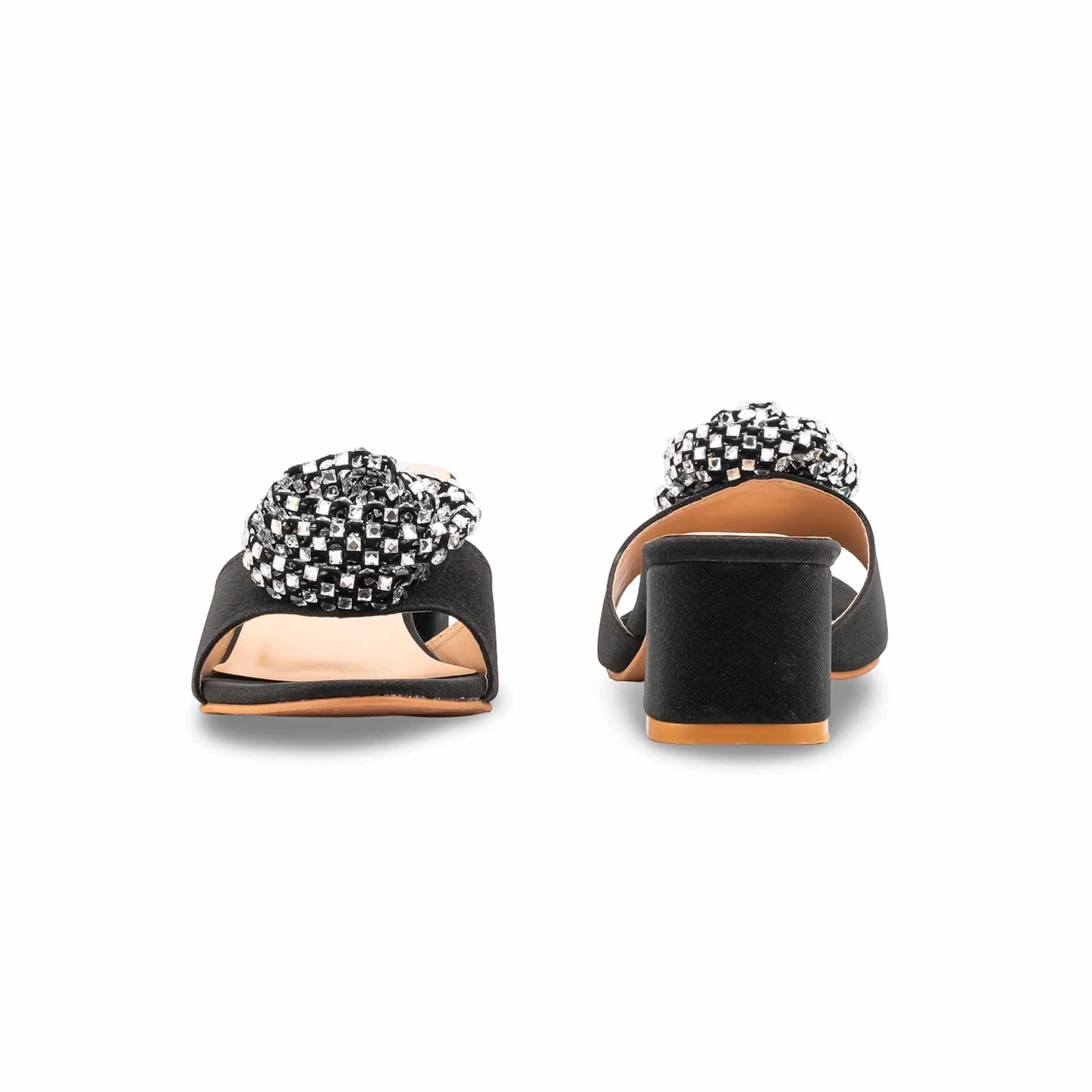 Black Fancy Slipper For Ladies FN8073 - Image 4