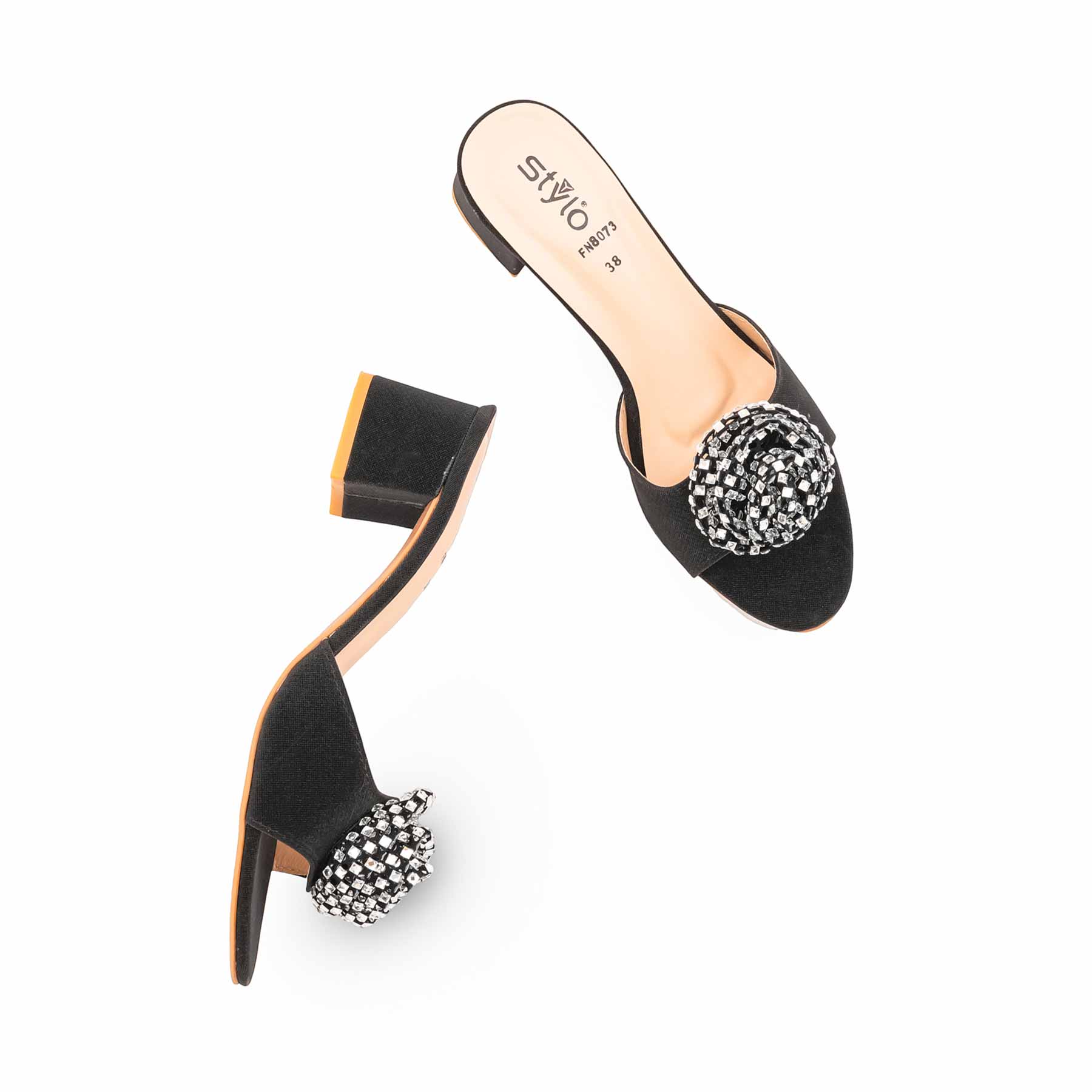 Black Fancy Slipper For Ladies FN8073 - Image 5