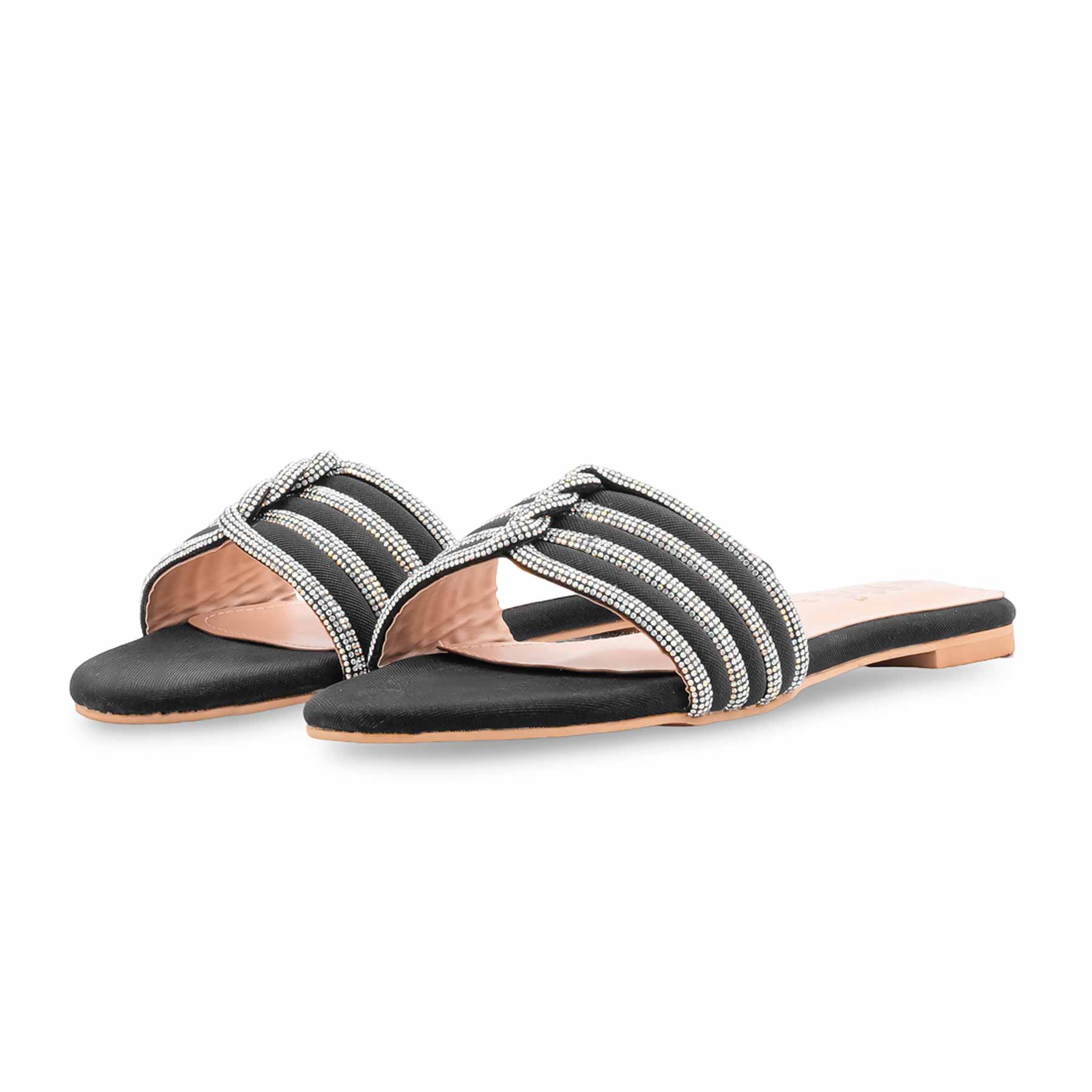 Black Fancy Slipper For Ladies FN8083 - Image 3