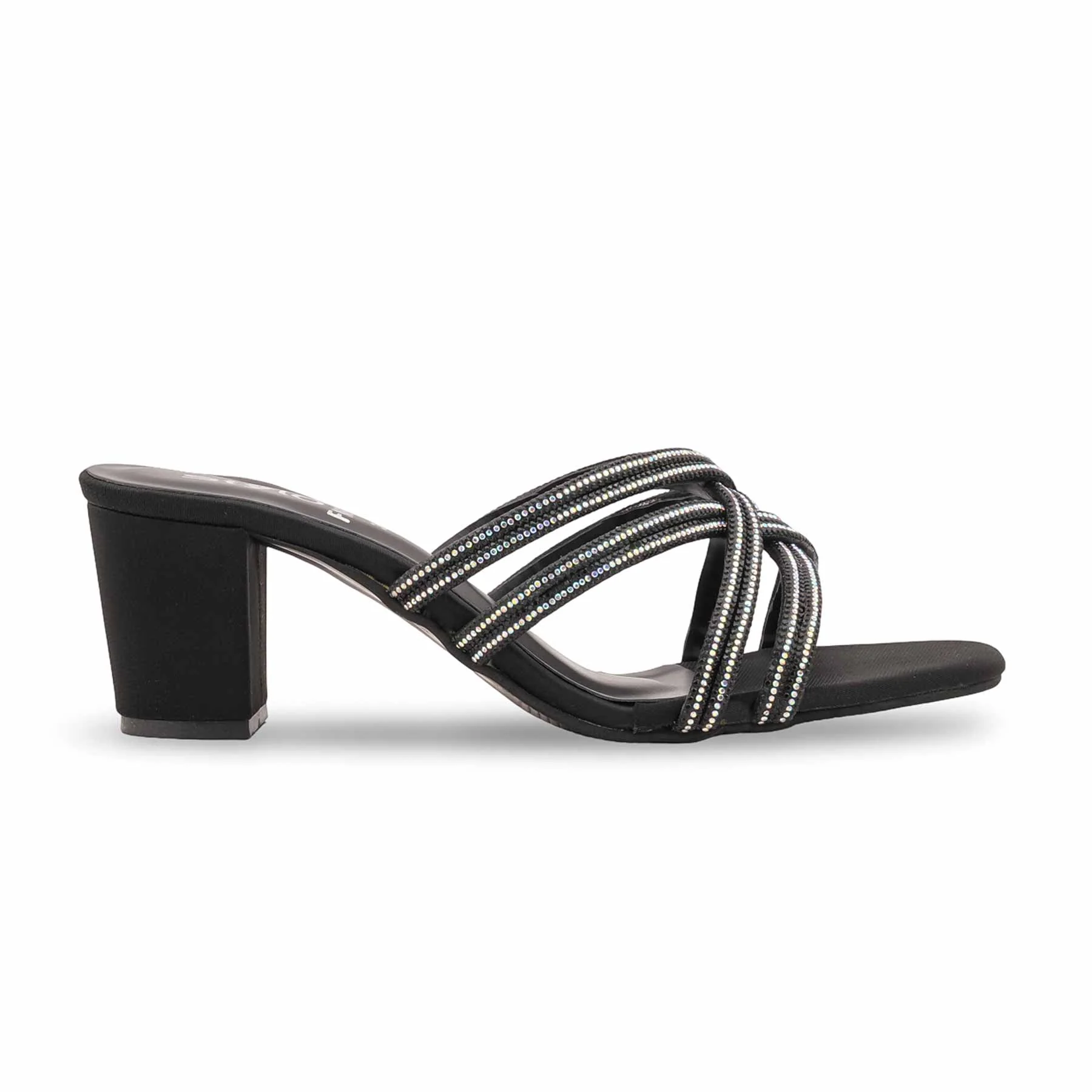 Black Fancy Slipper For Ladies FN8104 - Image 2
