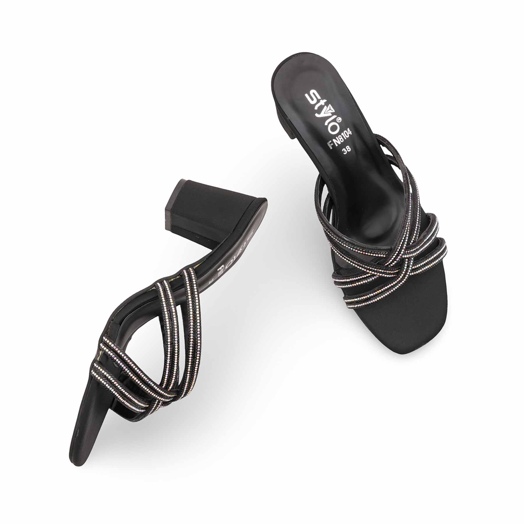 Black Fancy Slipper For Ladies FN8104 - Image 5
