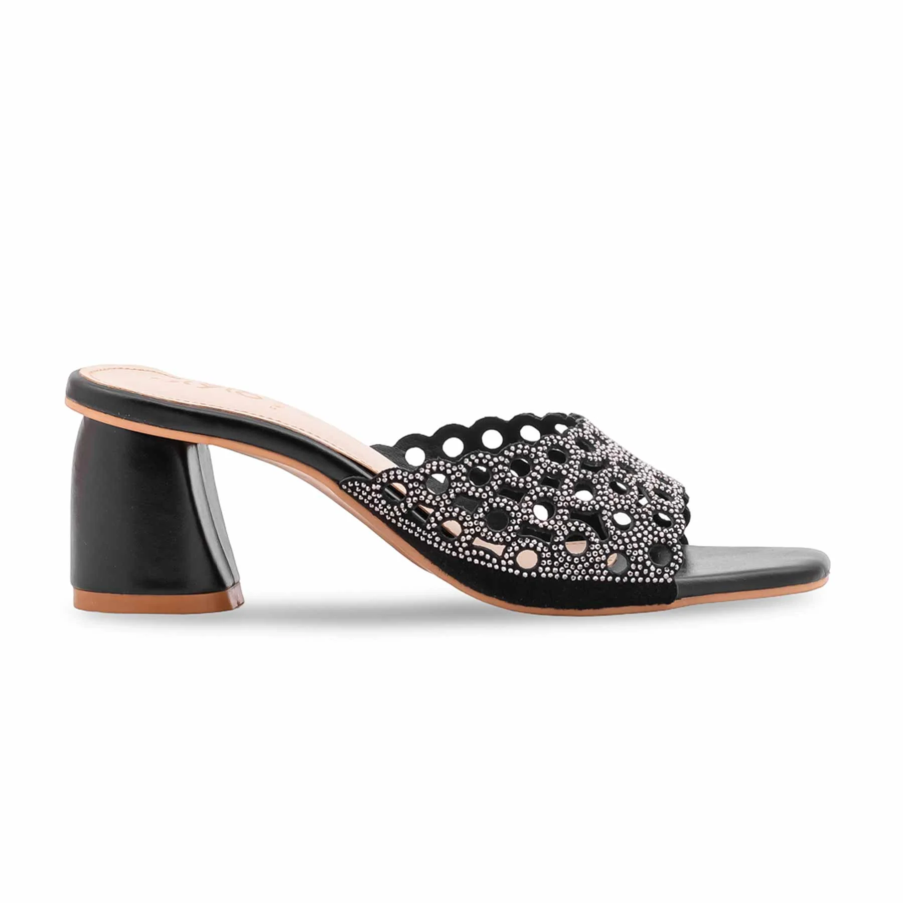 Black Fancy Slipper For Ladies FN8105 - Image 2