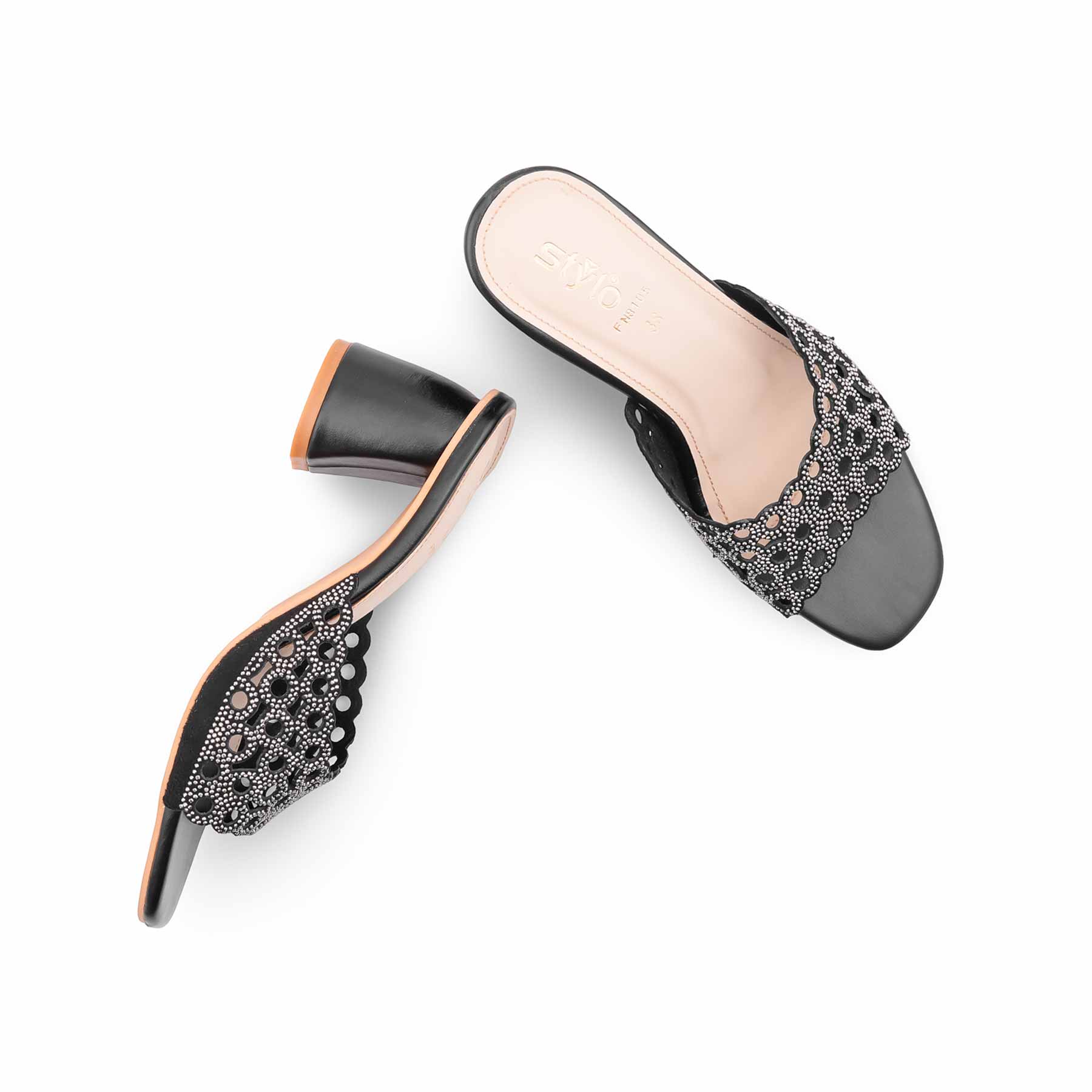 Black Fancy Slipper For Ladies FN8105 - Image 5