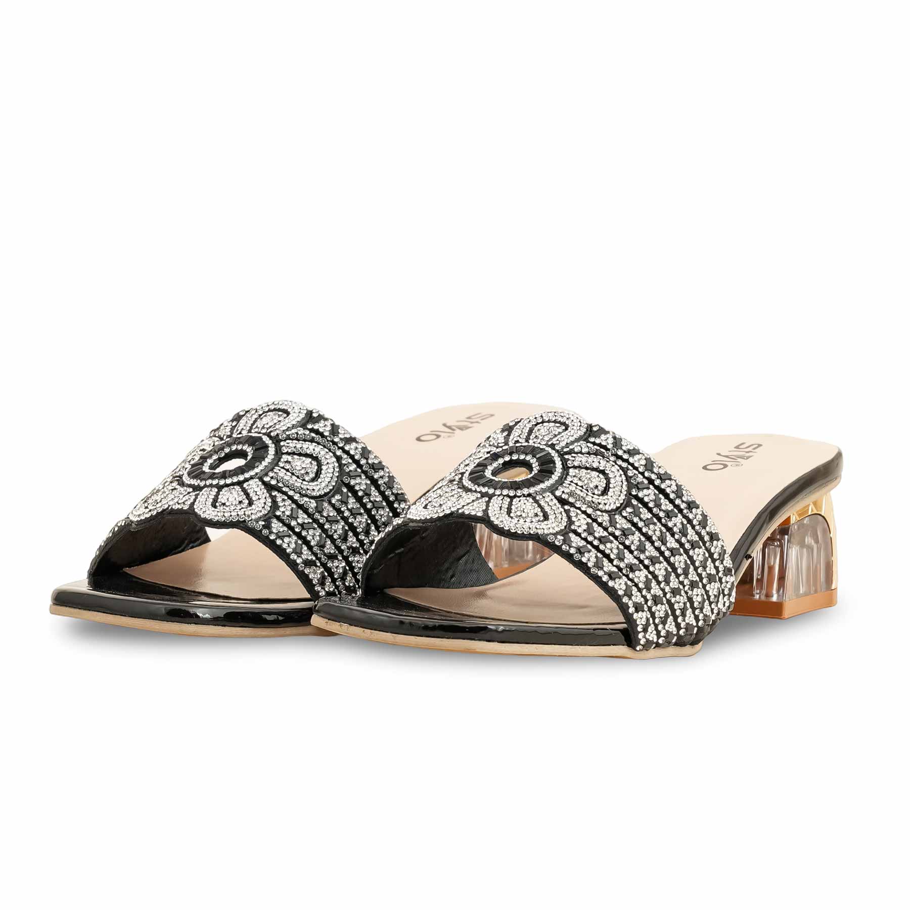 Black Fancy Slipper For Women FN7949 - Image 3