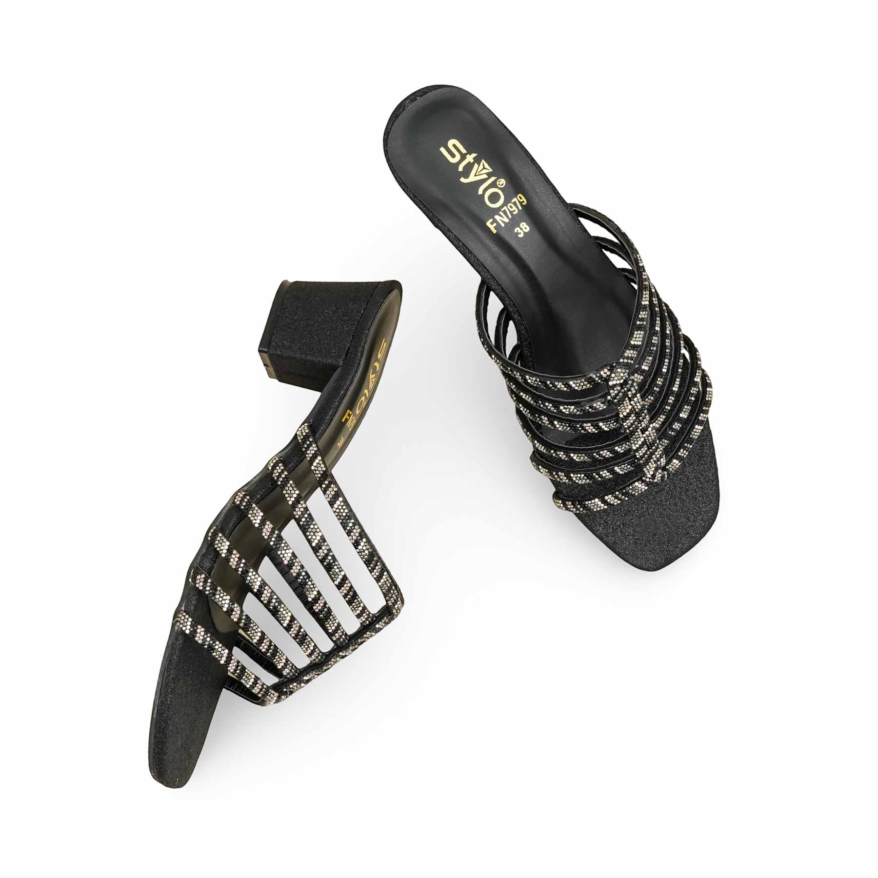 Black Fancy Slipper For Women FN7979 - Image 5