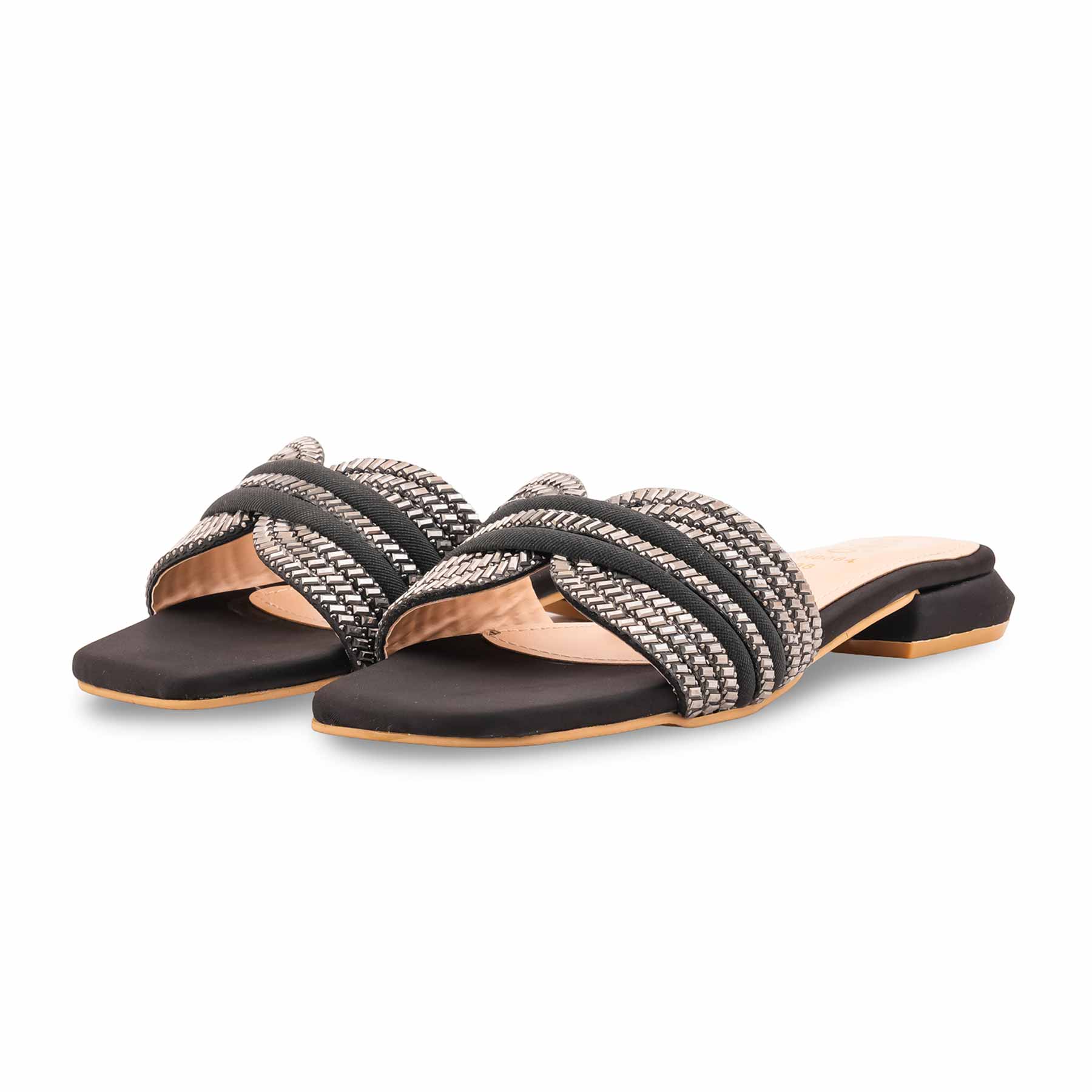 Black Fancy Slipper For Women FN8084 - Image 3