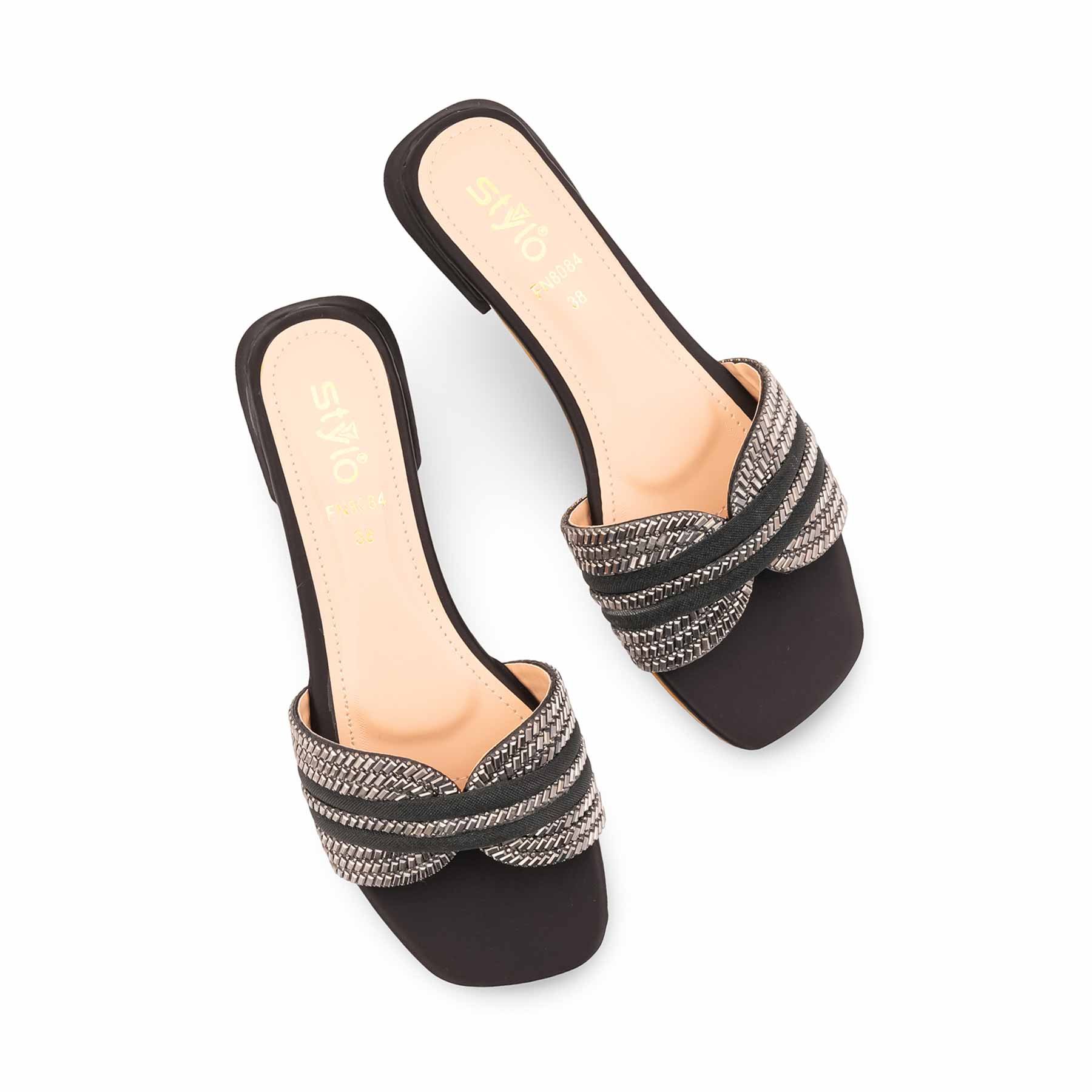 Black Fancy Slipper For Women FN8084 - Image 5