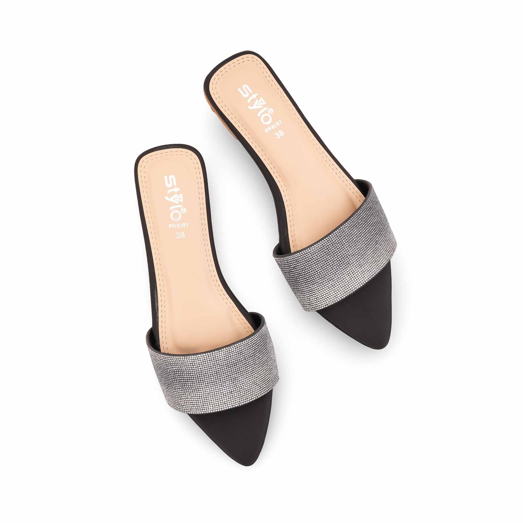 Black Fancy Slipper For Women FN8087 - Image 5