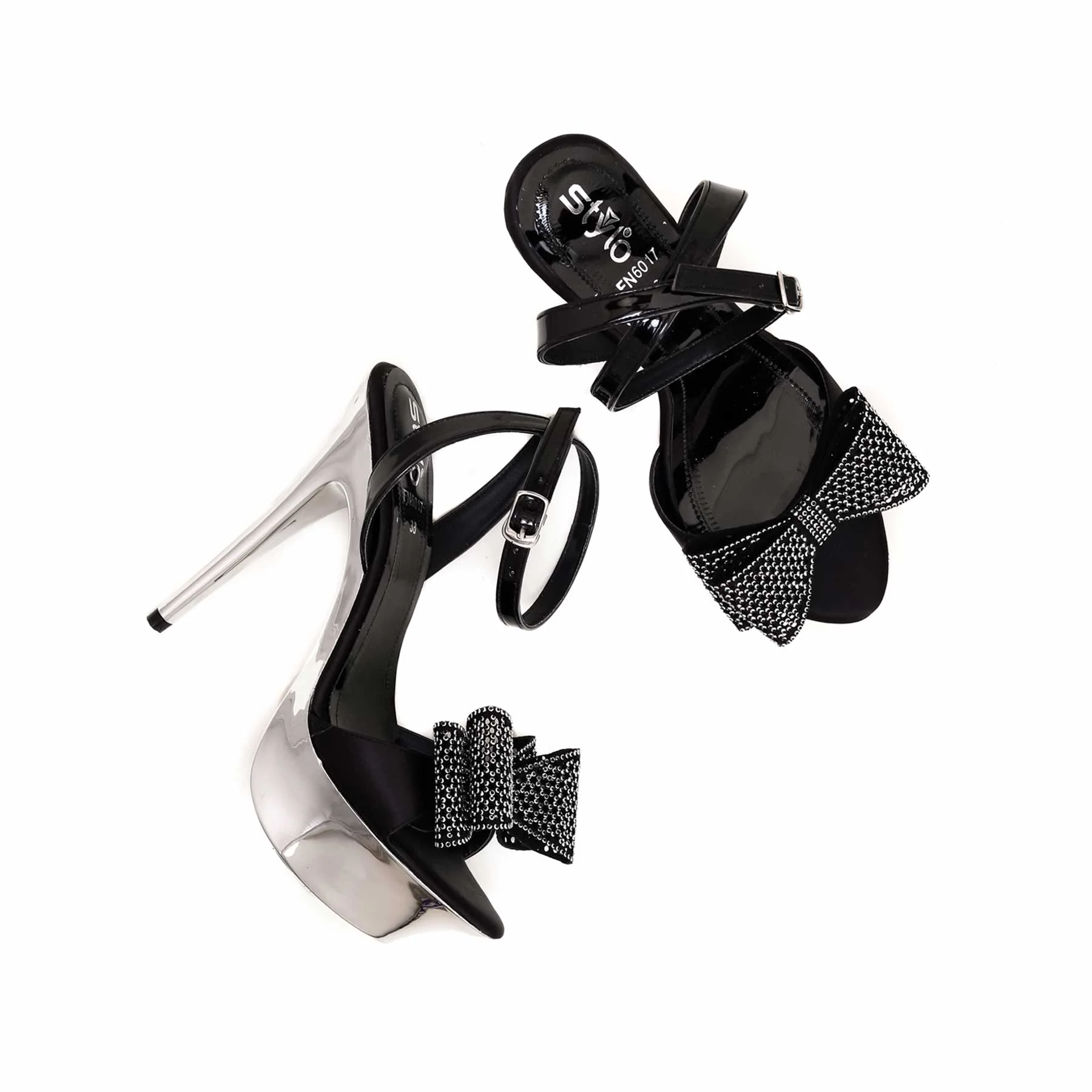 Black Fancy Bridal Sandal FN6017 - Image 5