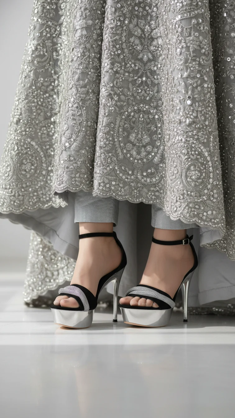 Black Fancy Bridal Sandal FN6040