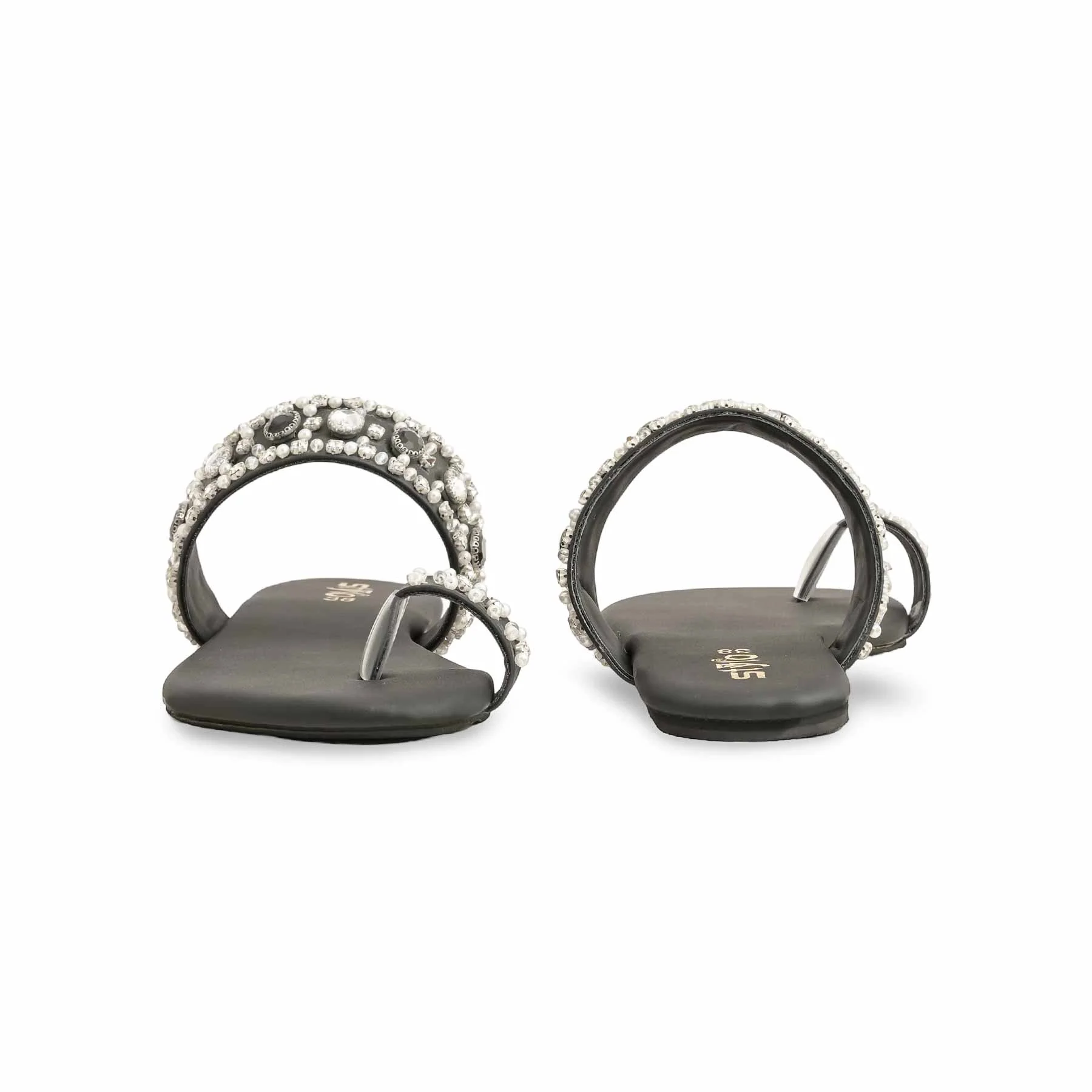 Black Fancy Women Chappal EC0220 - Image 4
