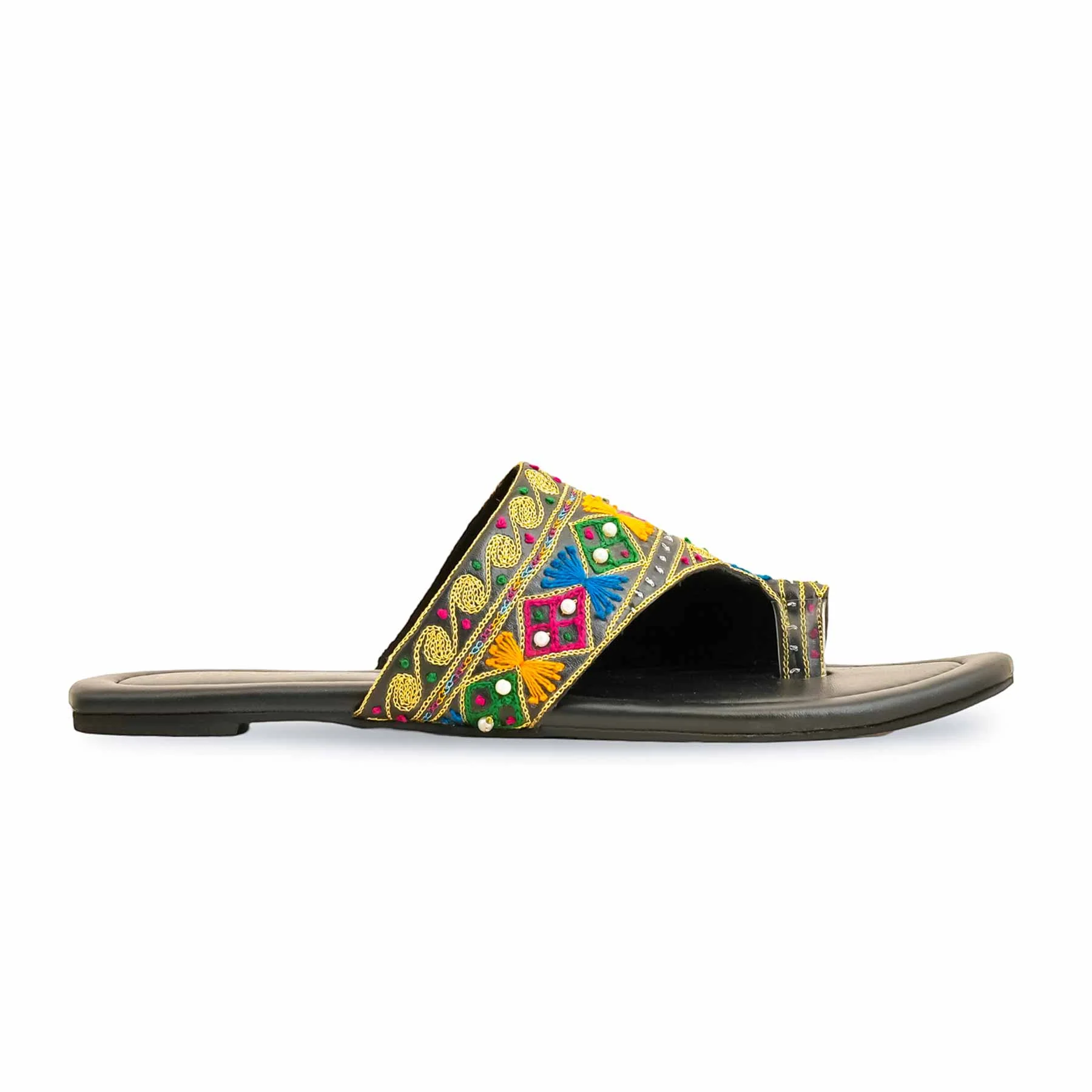Black Fancy Women Chappal EC0230 - Image 2