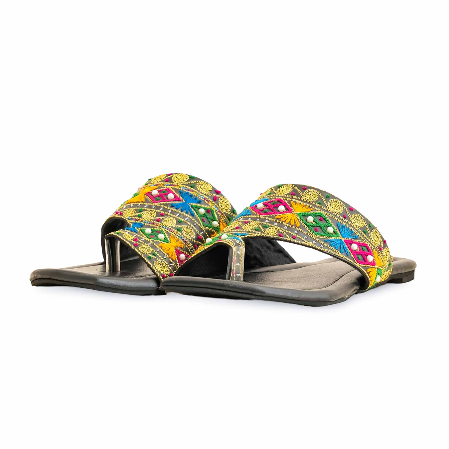 Black Fancy Women Chappal EC0230 - Image 3