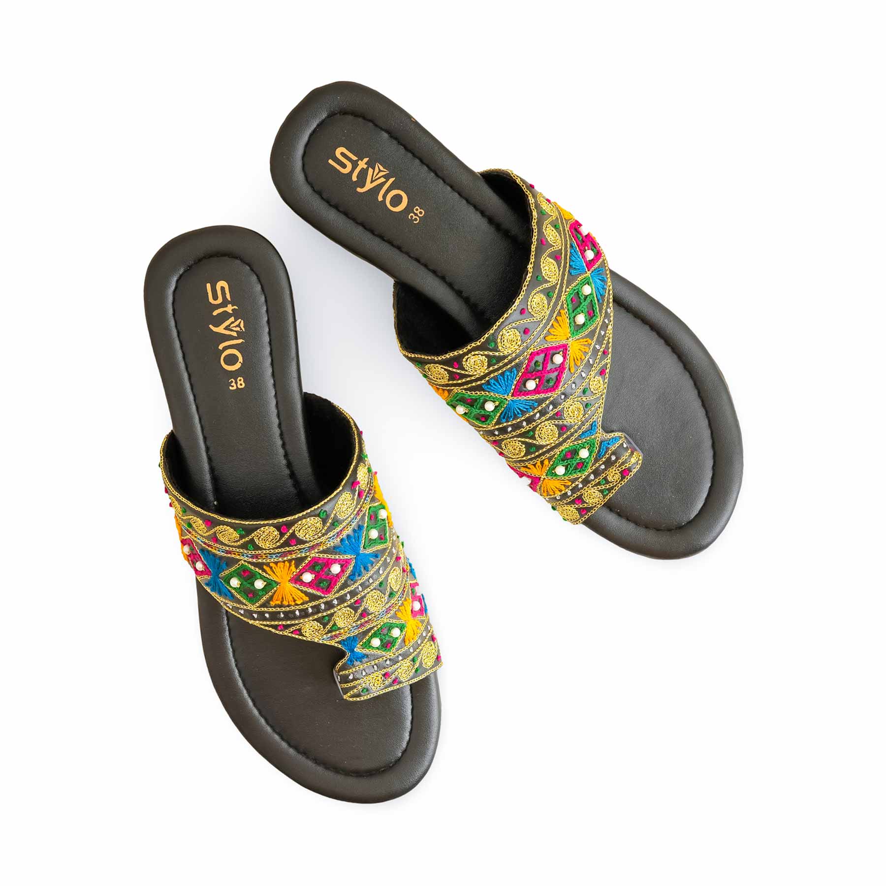 Black Fancy Women Chappal EC0230 - Image 5
