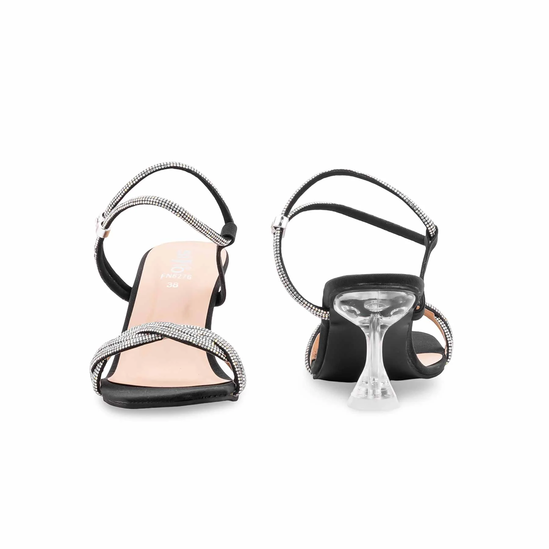 Black Fancy Women Sandal FN6276 - Image 4