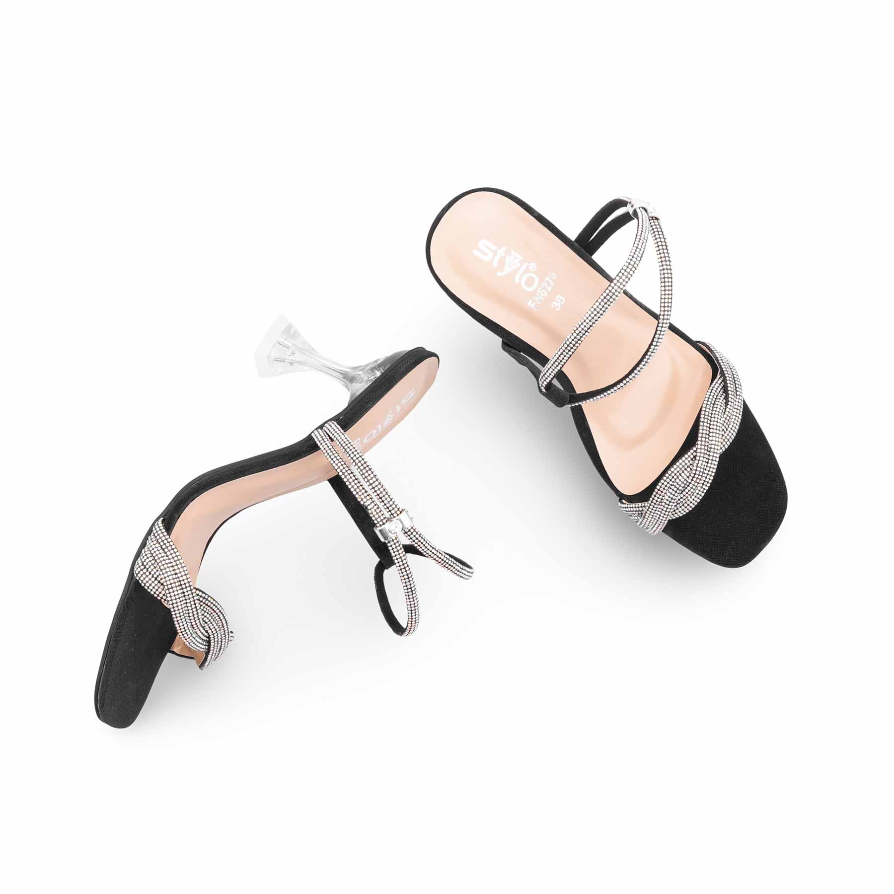 Black Fancy Women Sandal FN6276 - Image 5