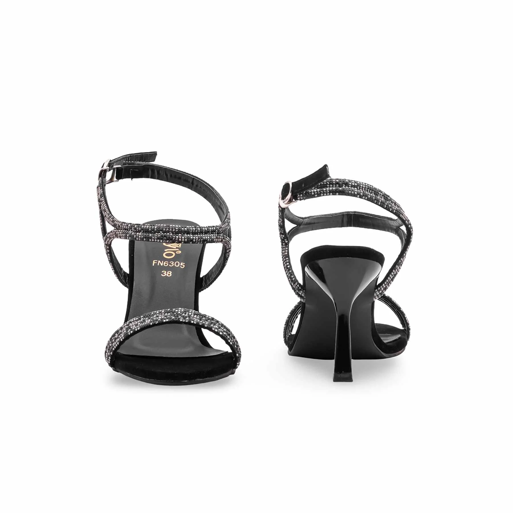 Black Fancy Women Sandal FN6305 - Image 4