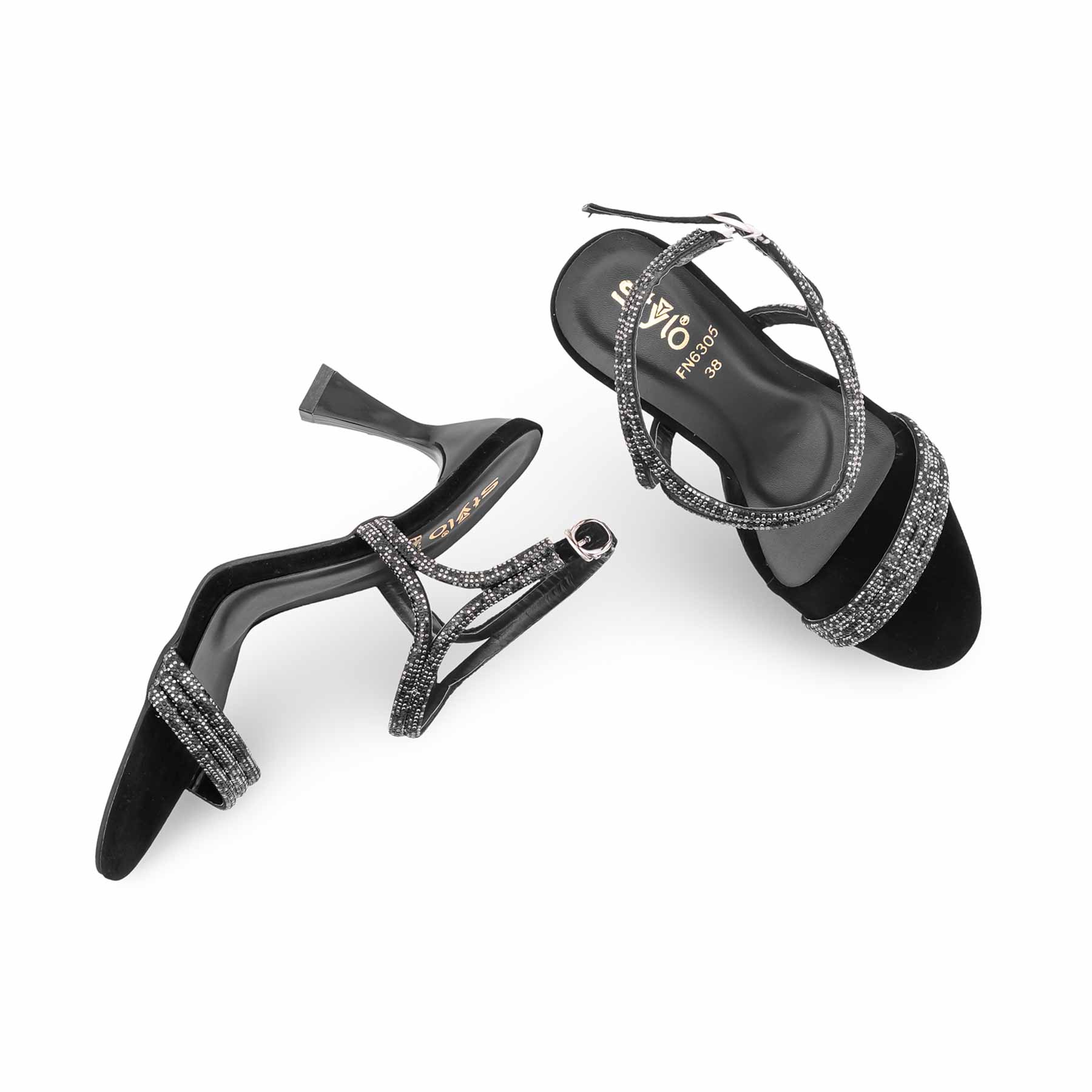 Black Fancy Women Sandal FN6305 - Image 5