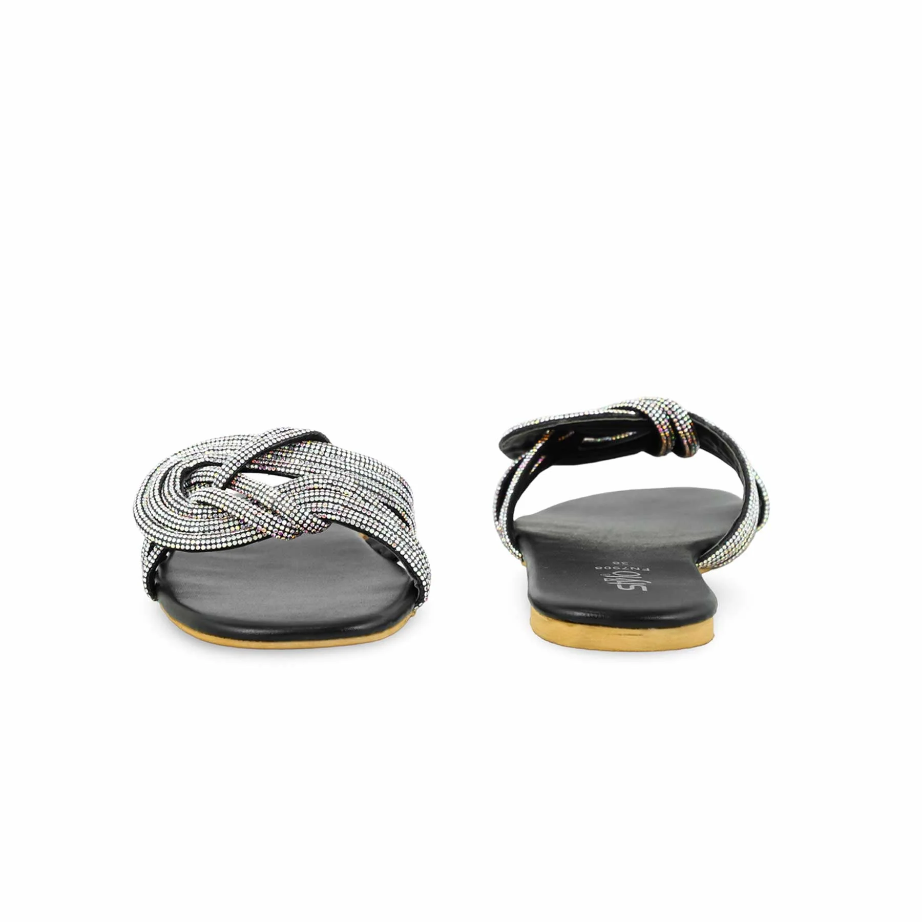Black Fancy Women Slipper FN7908 - Image 4
