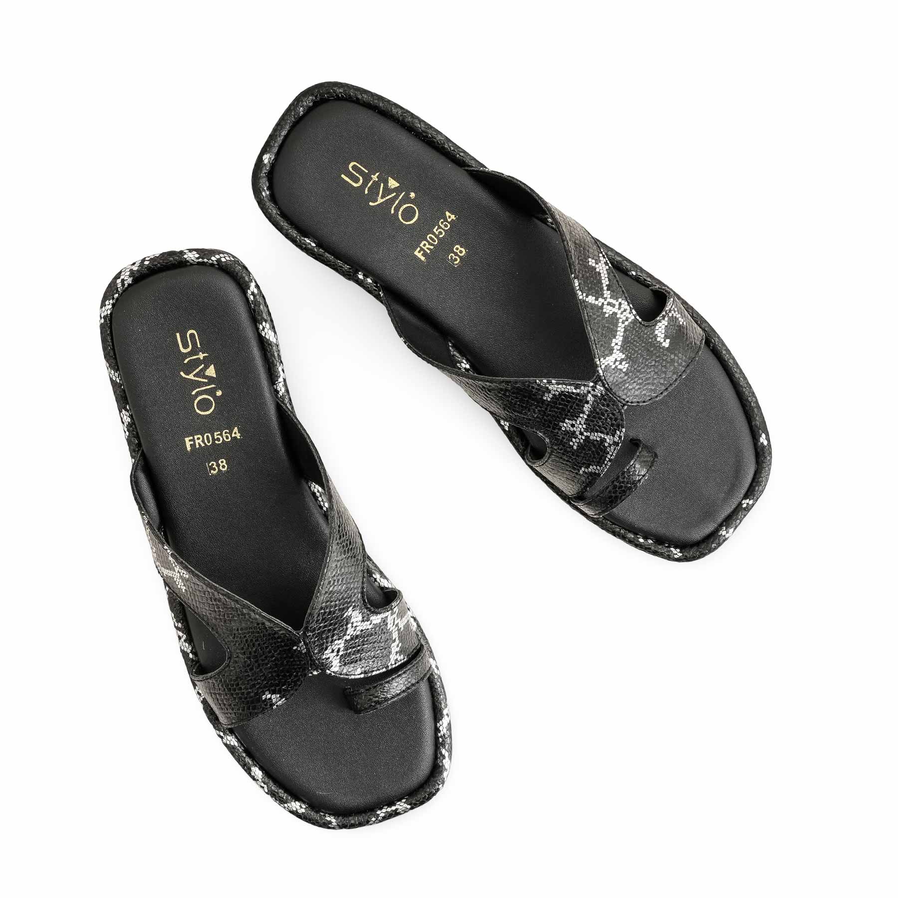 Black Formal Chappal For Ladies FR0564 - Image 5