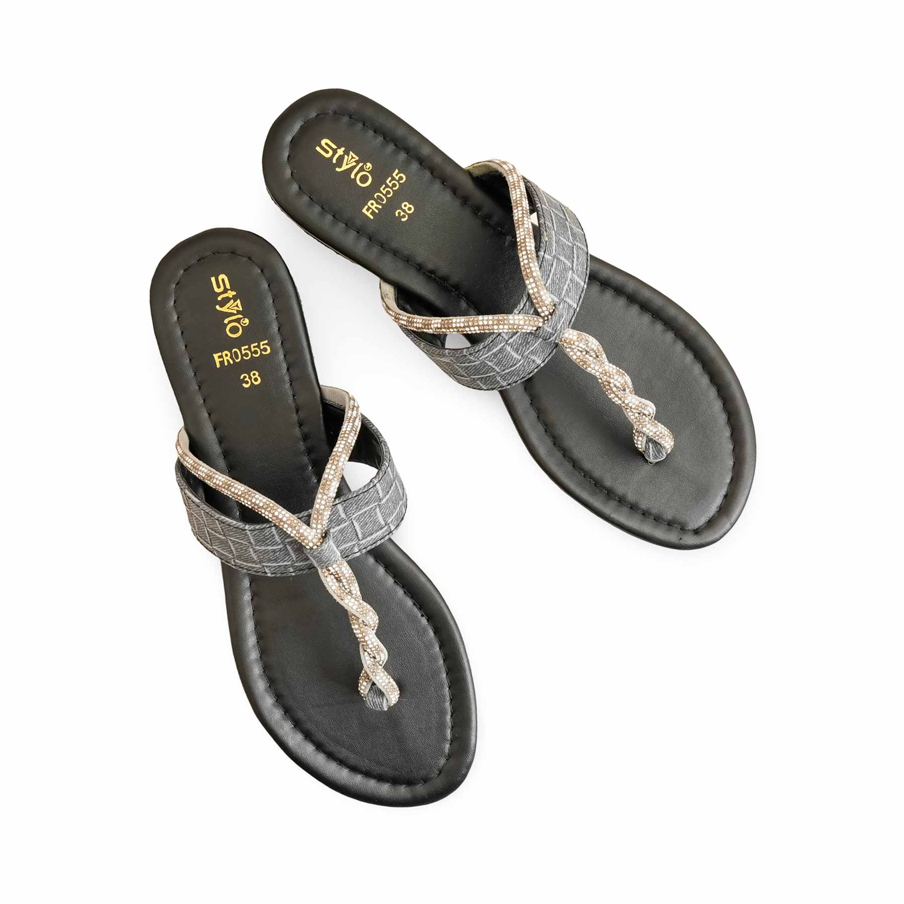 Black Formal Chappal For Women FR0555 - Image 5