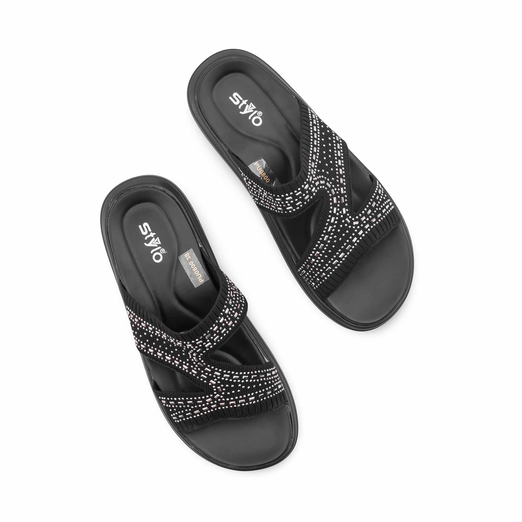 Black Formal Slipper For Ladies PU0800 - Image 5