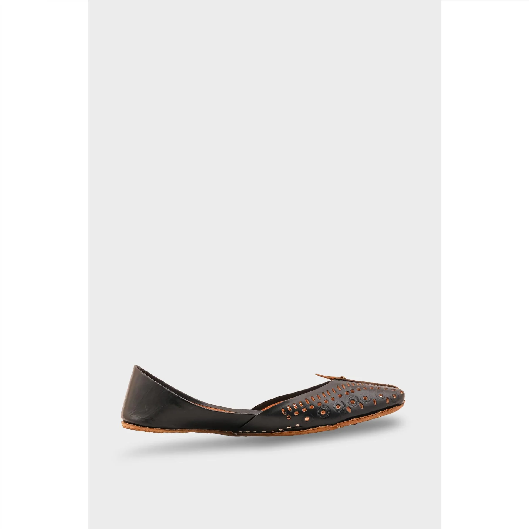 Black Leather Khussa For Women EC8710 - Image 2