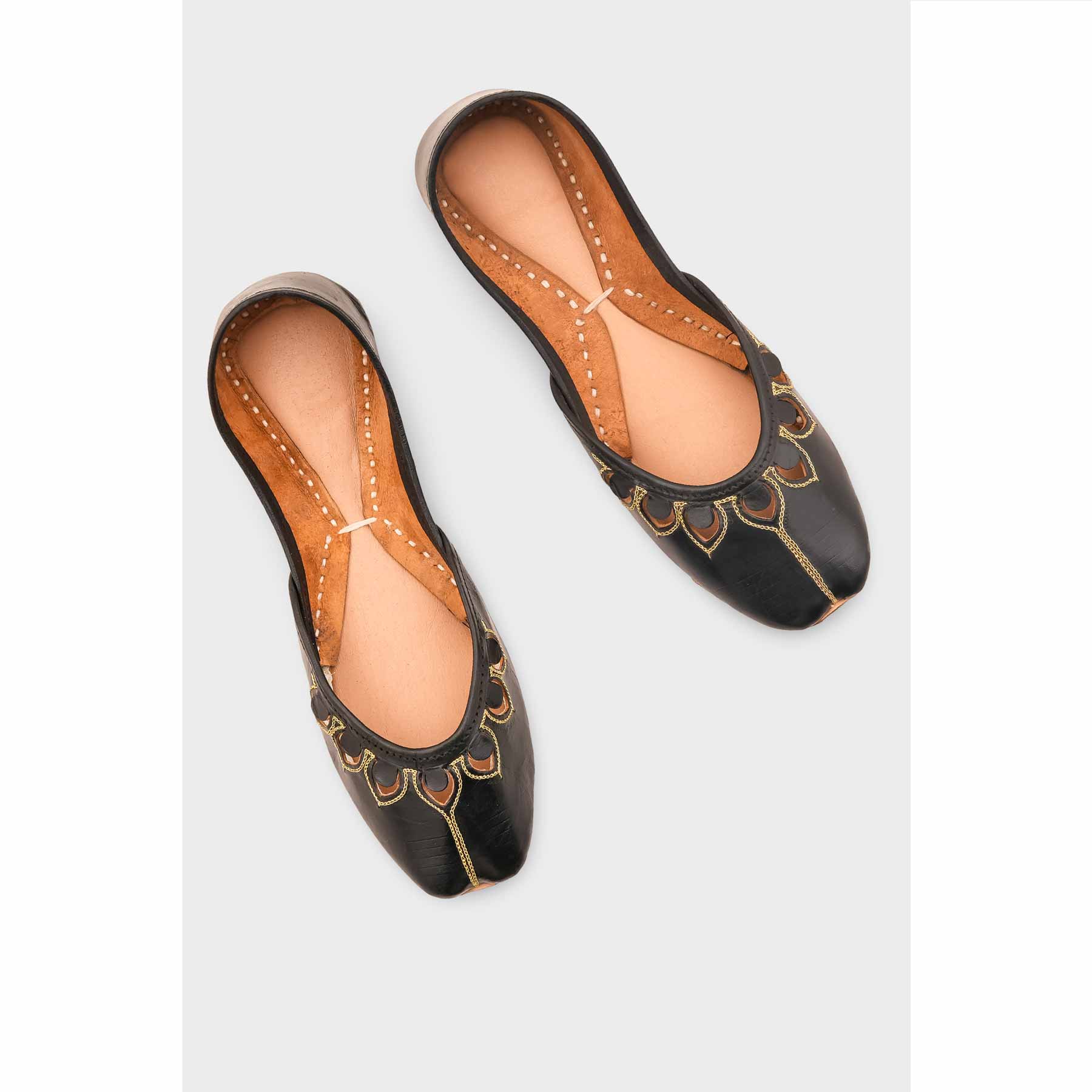 Black Leather Khussa For Women EC8711 - Image 5