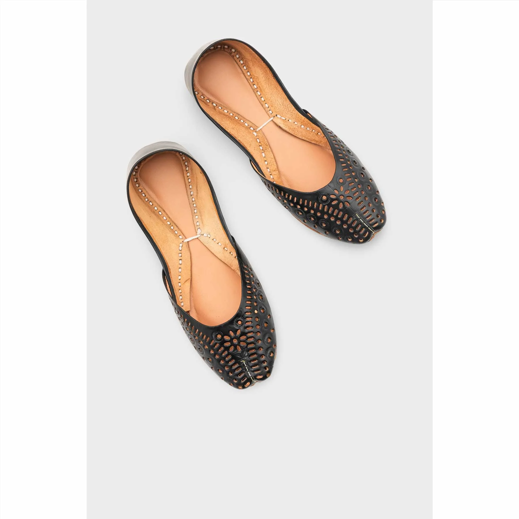 Black Leather Khussa For Women EC8713 - Image 5