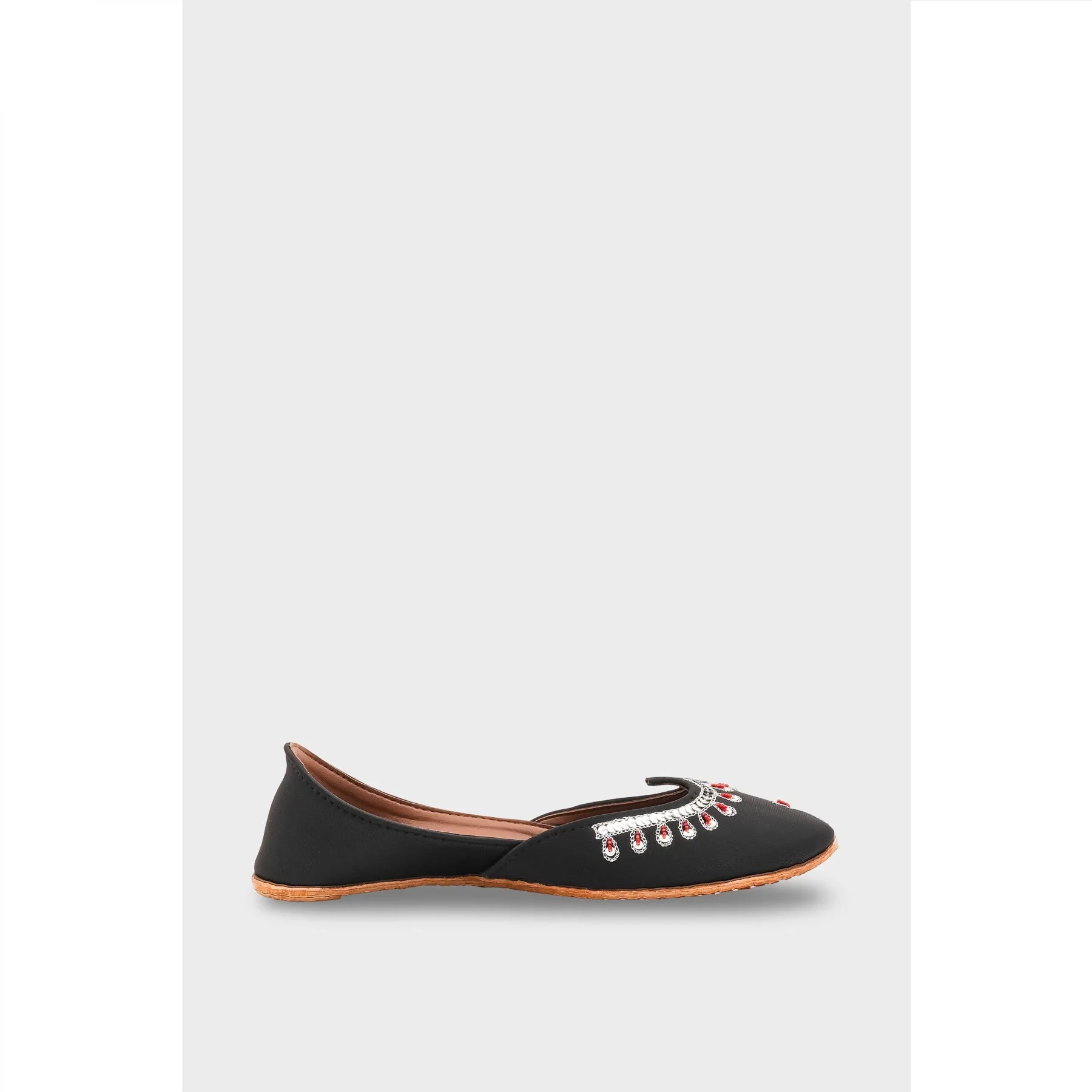 Black Leather Khussa For Women EC8759 - Image 3