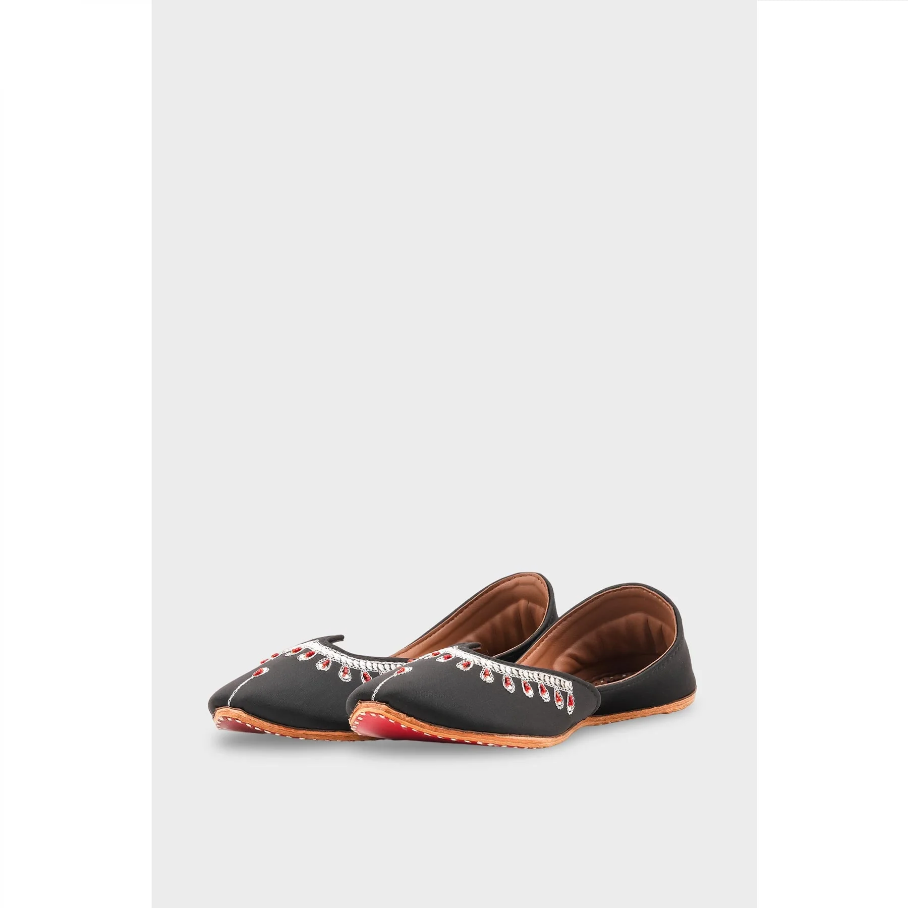 Black Leather Khussa For Women EC8759 - Image 4