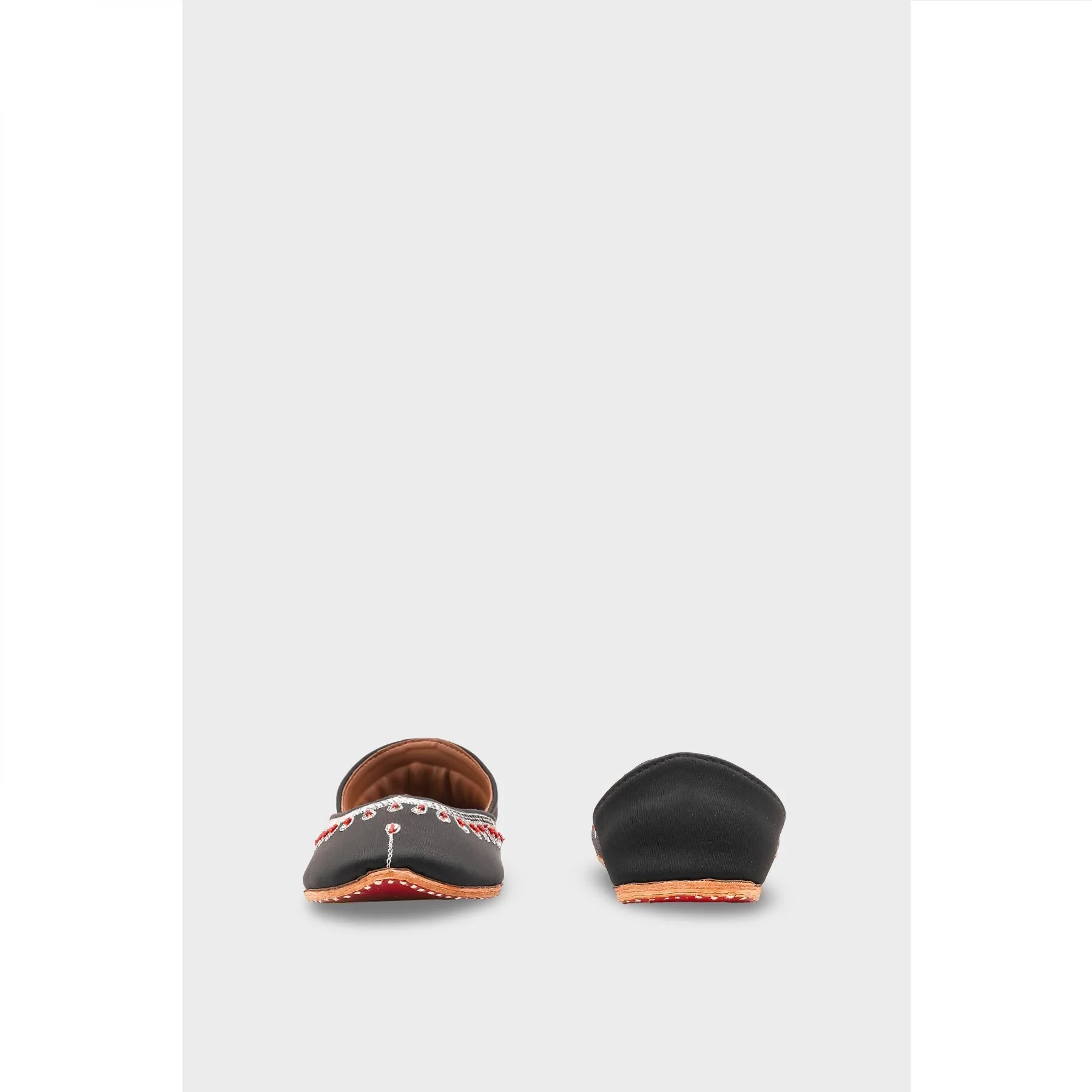 Black Leather Khussa For Women EC8759 - Image 5