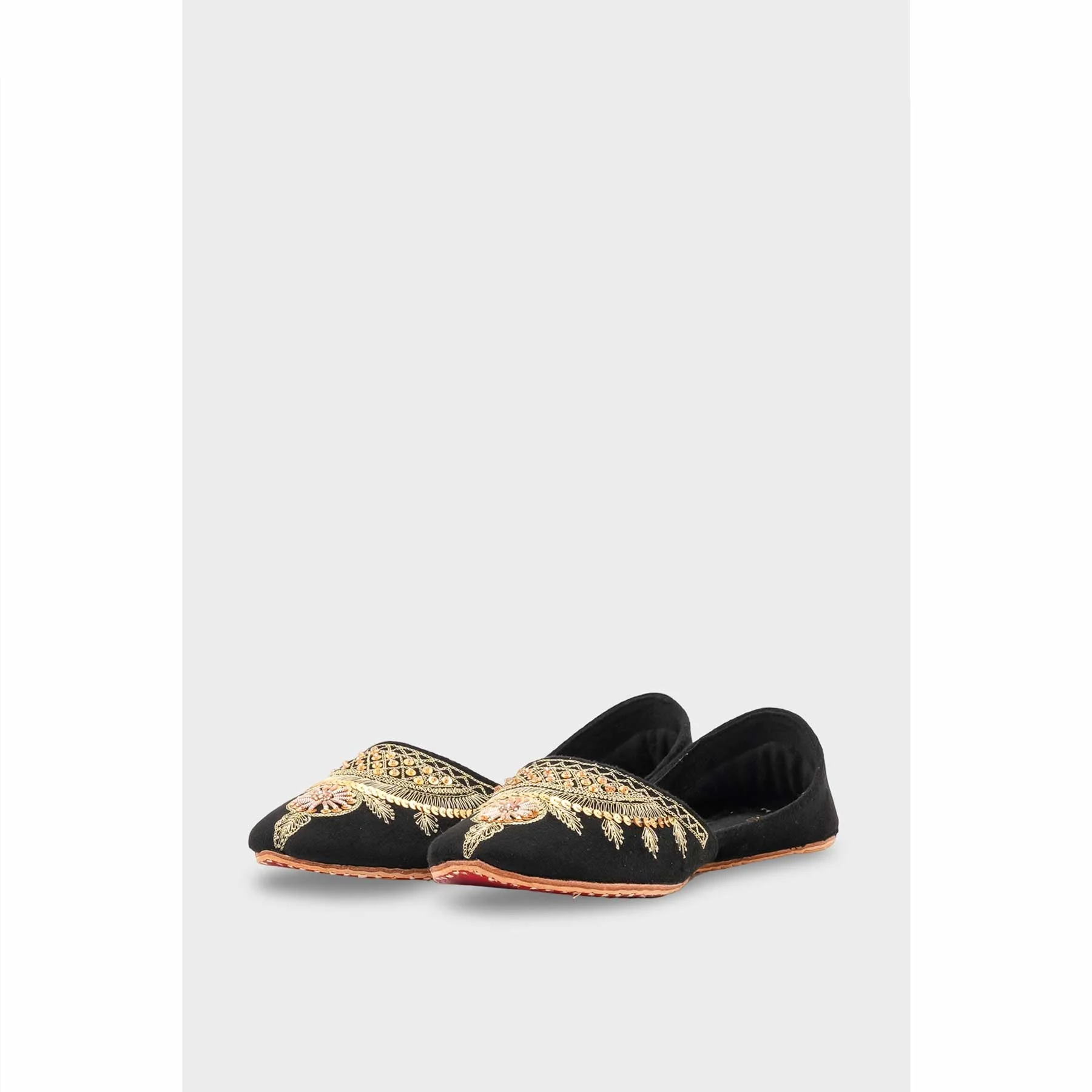 Black Leather Khussa For Women EC8765 - Image 4