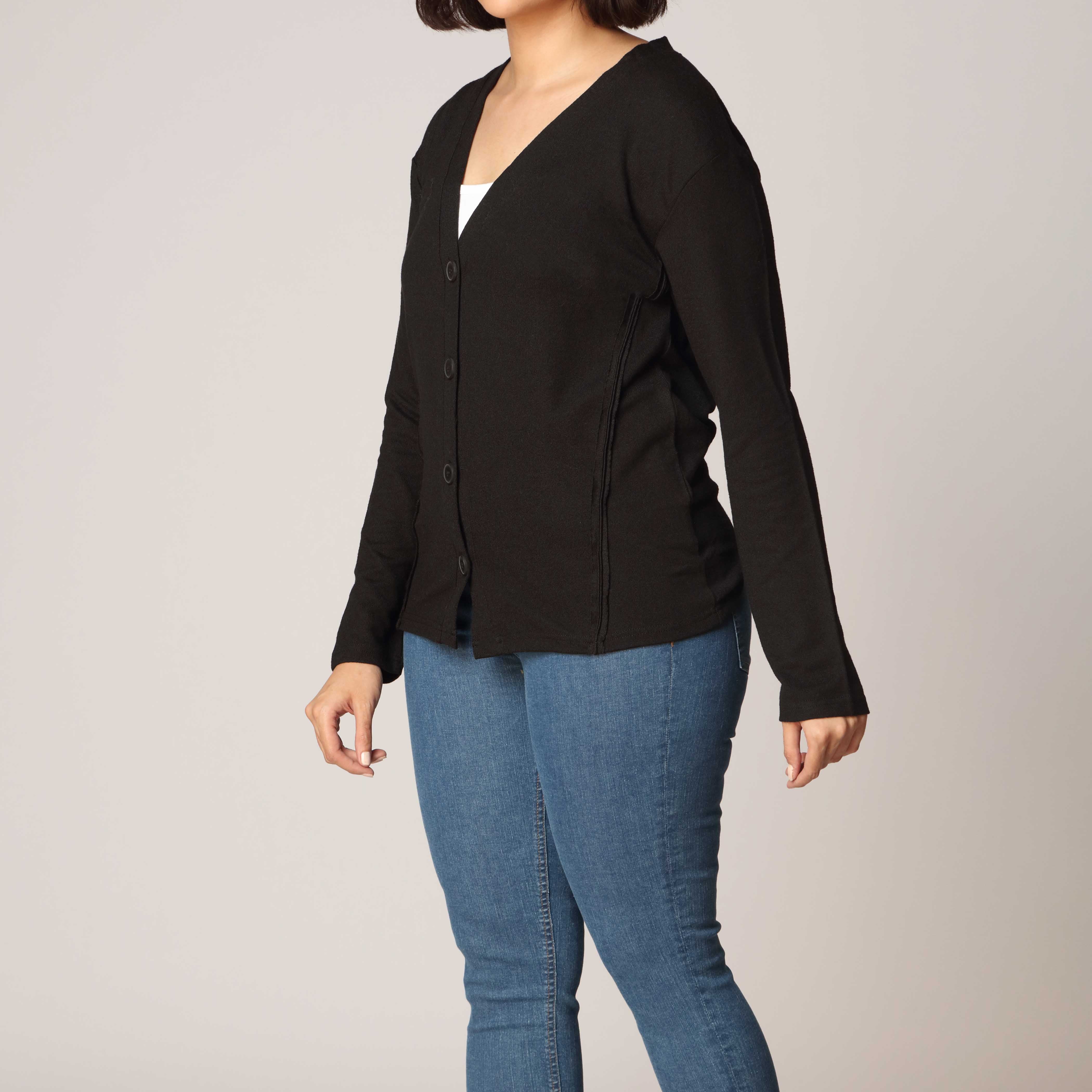 Black Mid Length Cardigan PW2907 - Image 2