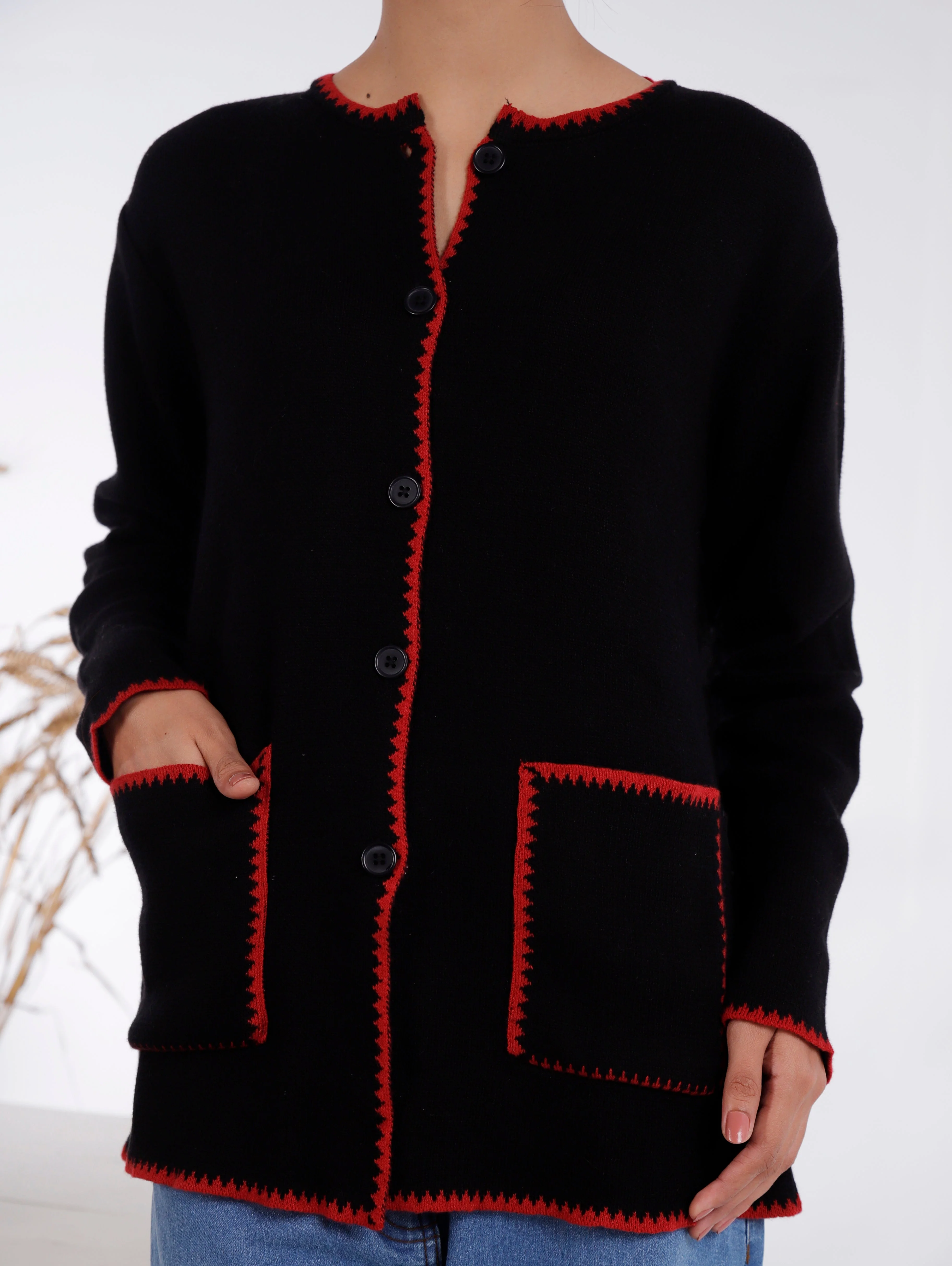 Black Mid Length Cardigan PW4831 - Image 2