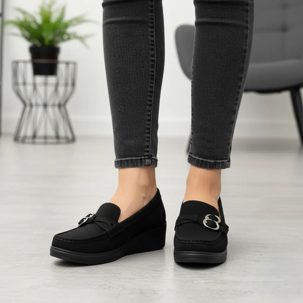 Black Moccasin For Ladies WN4530 - Image 2