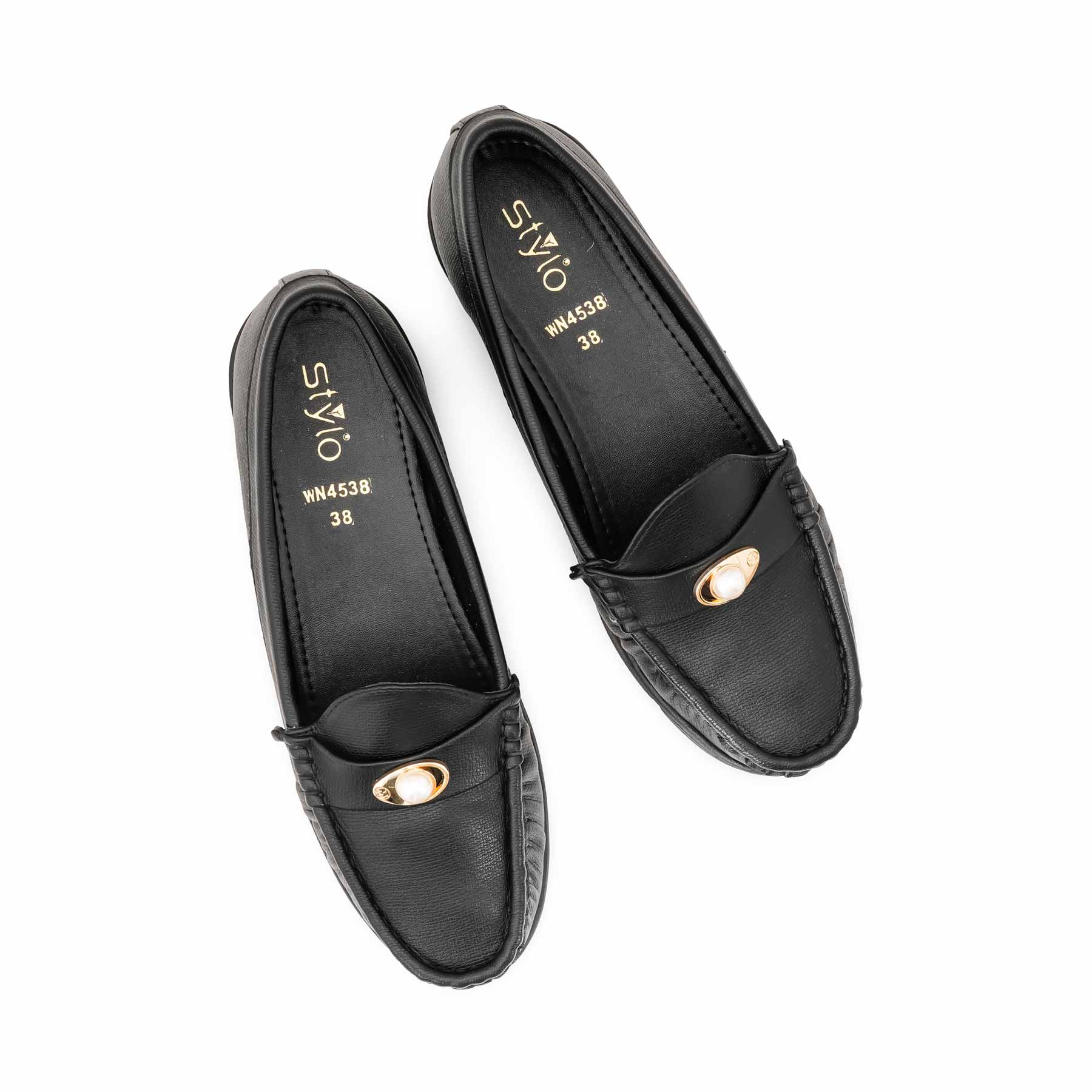 Black Moccasin For Ladies WN4538 - Image 5
