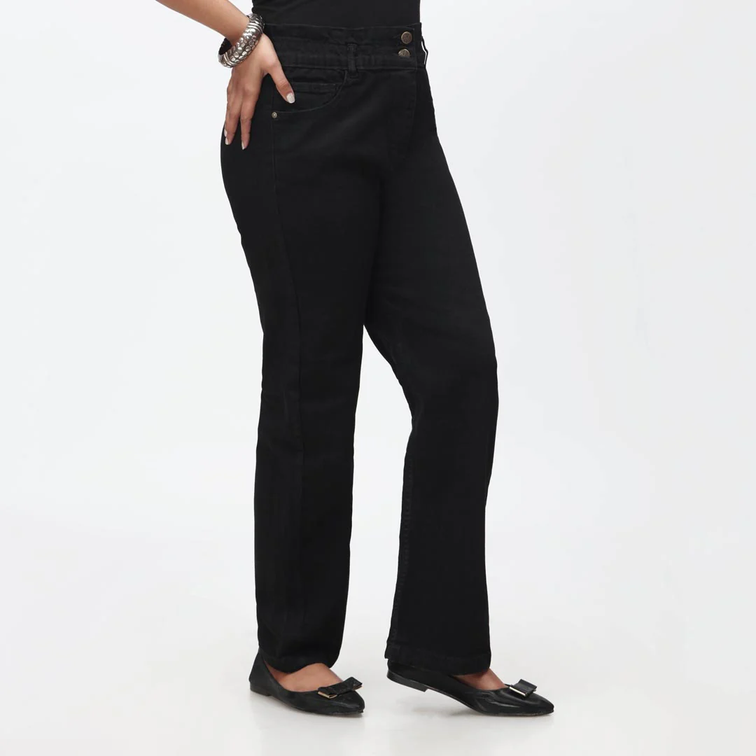 Black Mom Fit Denim Pant PS4529 - Image 3
