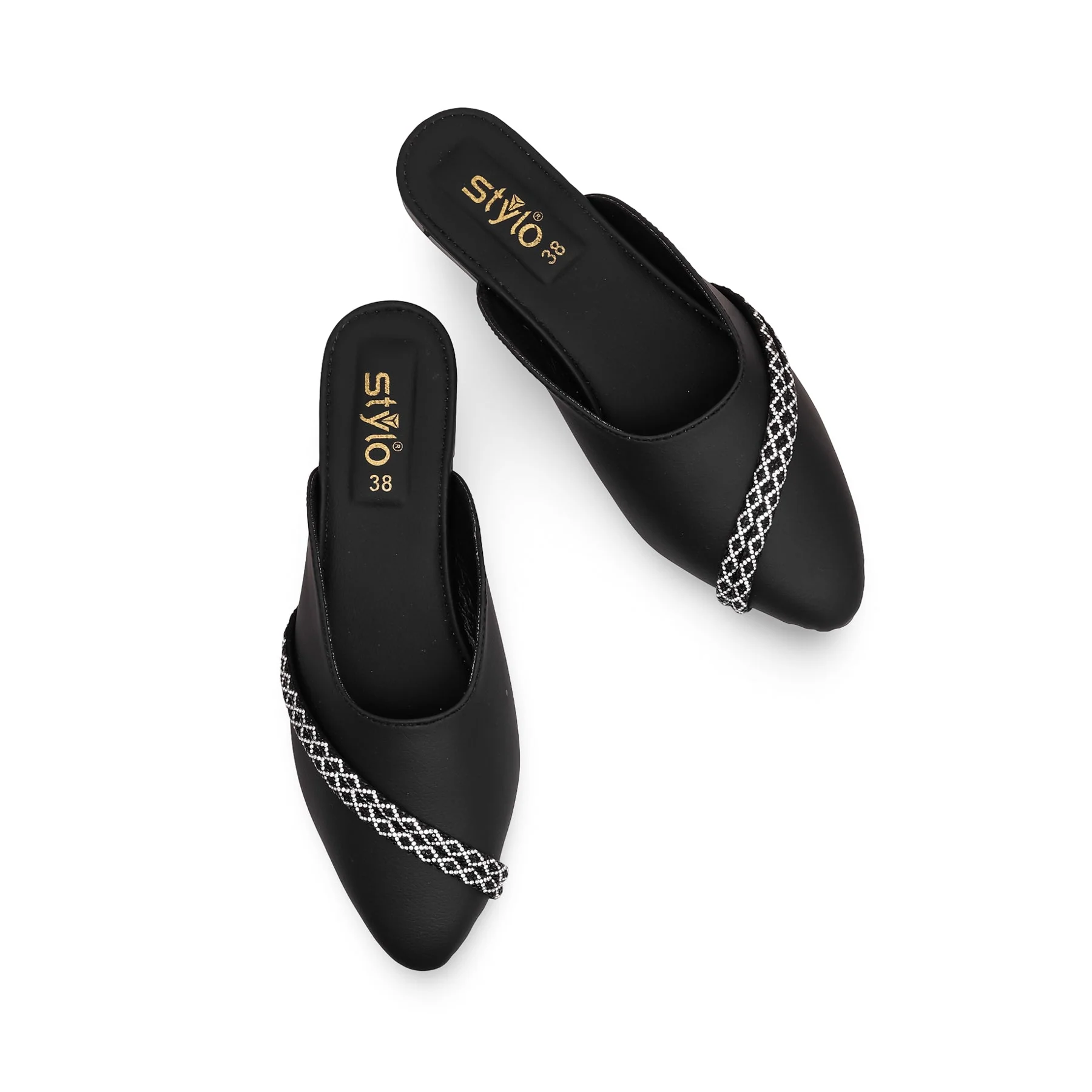 Women's Black Mules CL1842 - Image 5