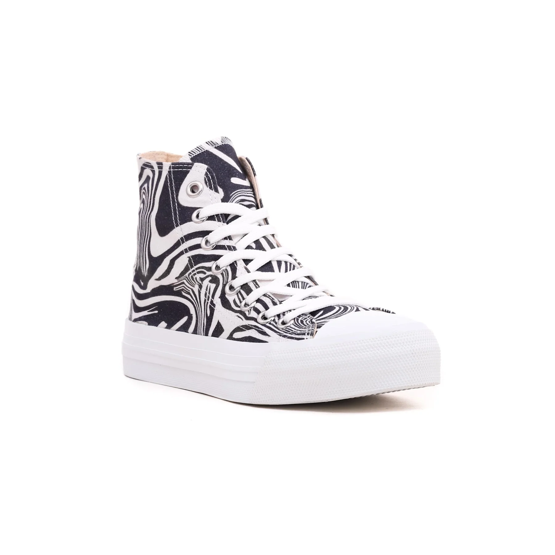 Black Printed High Ankle Sneaker AT7193 - Image 2
