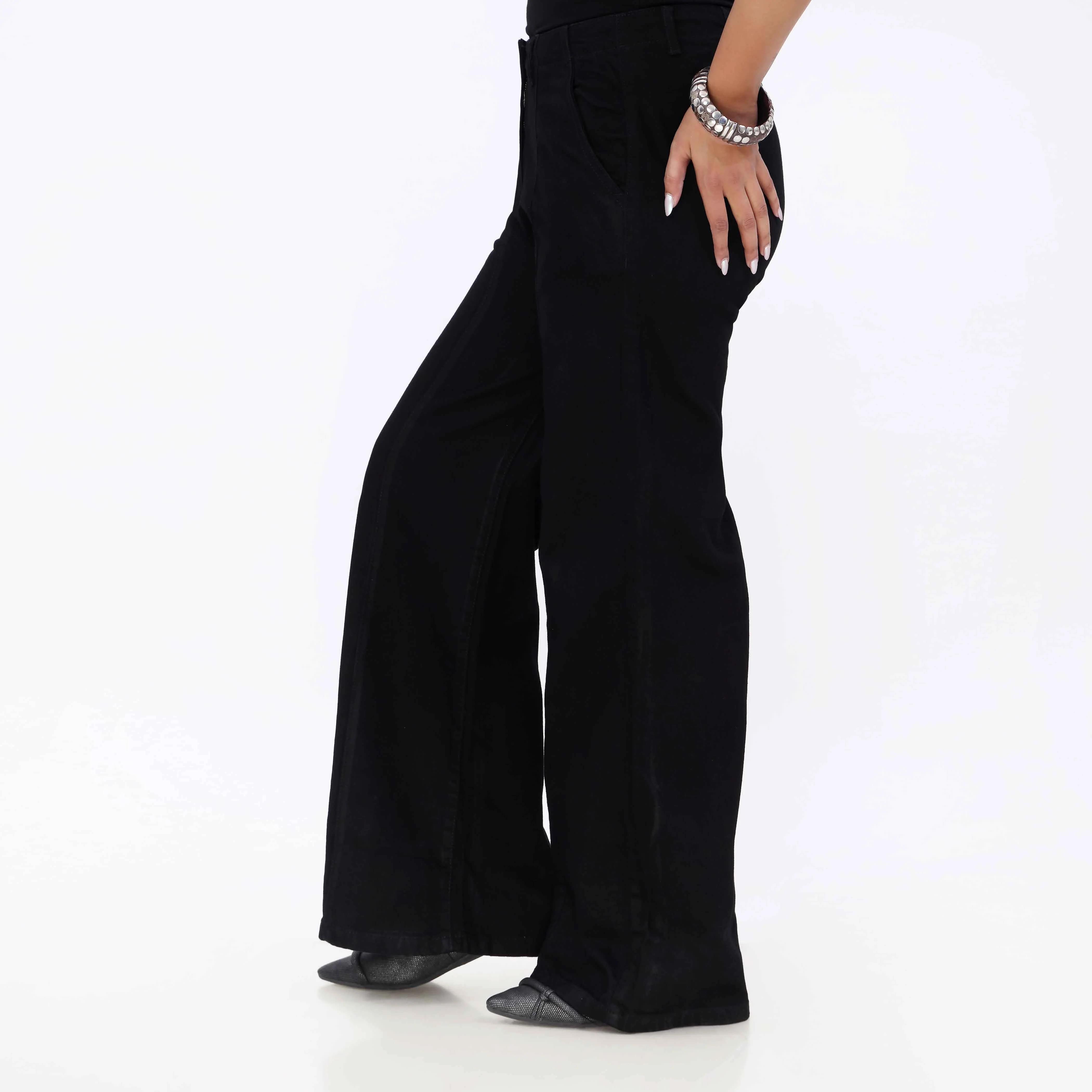 Black Relax Fit Denim Pant PP5047 - Image 3