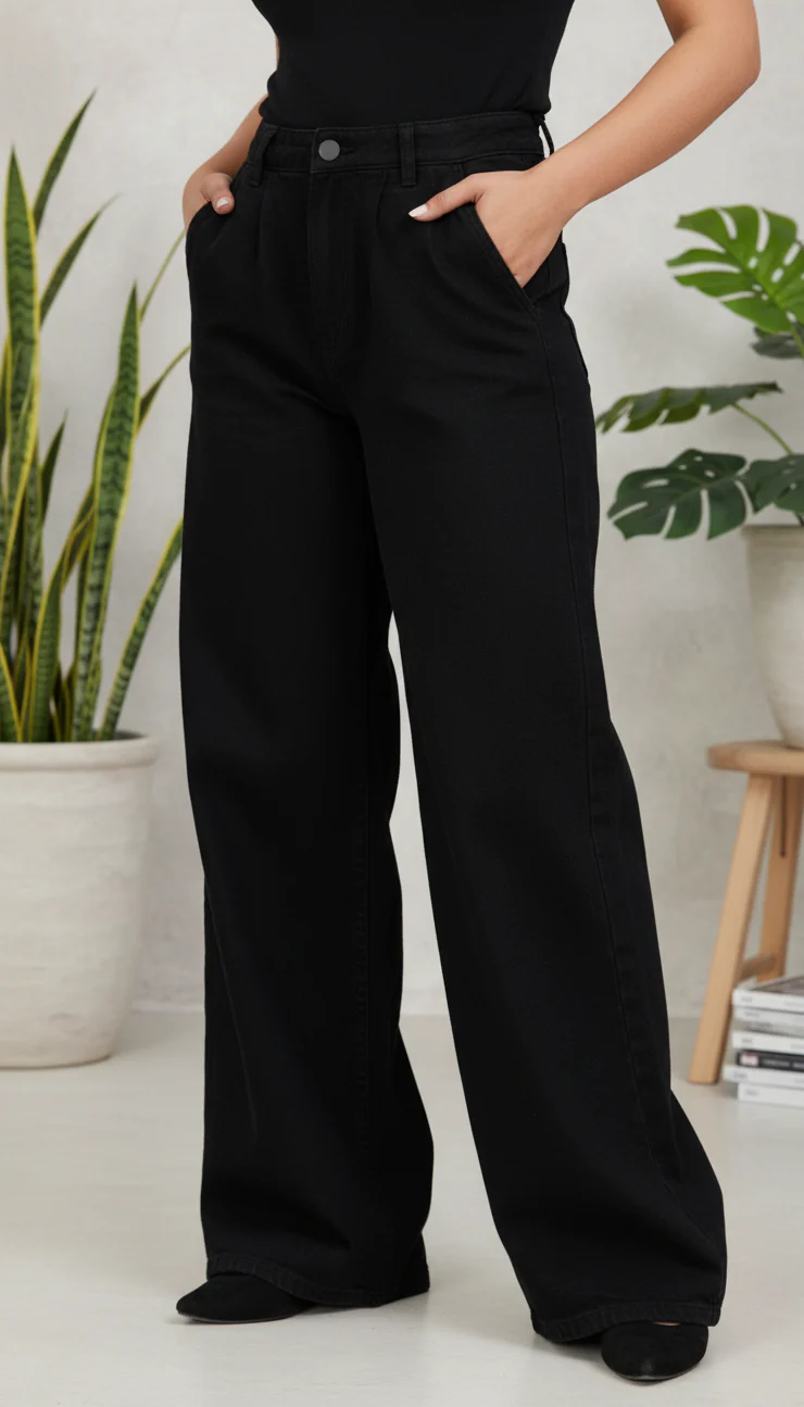 Black Relax Fit Twill Pant PP5049