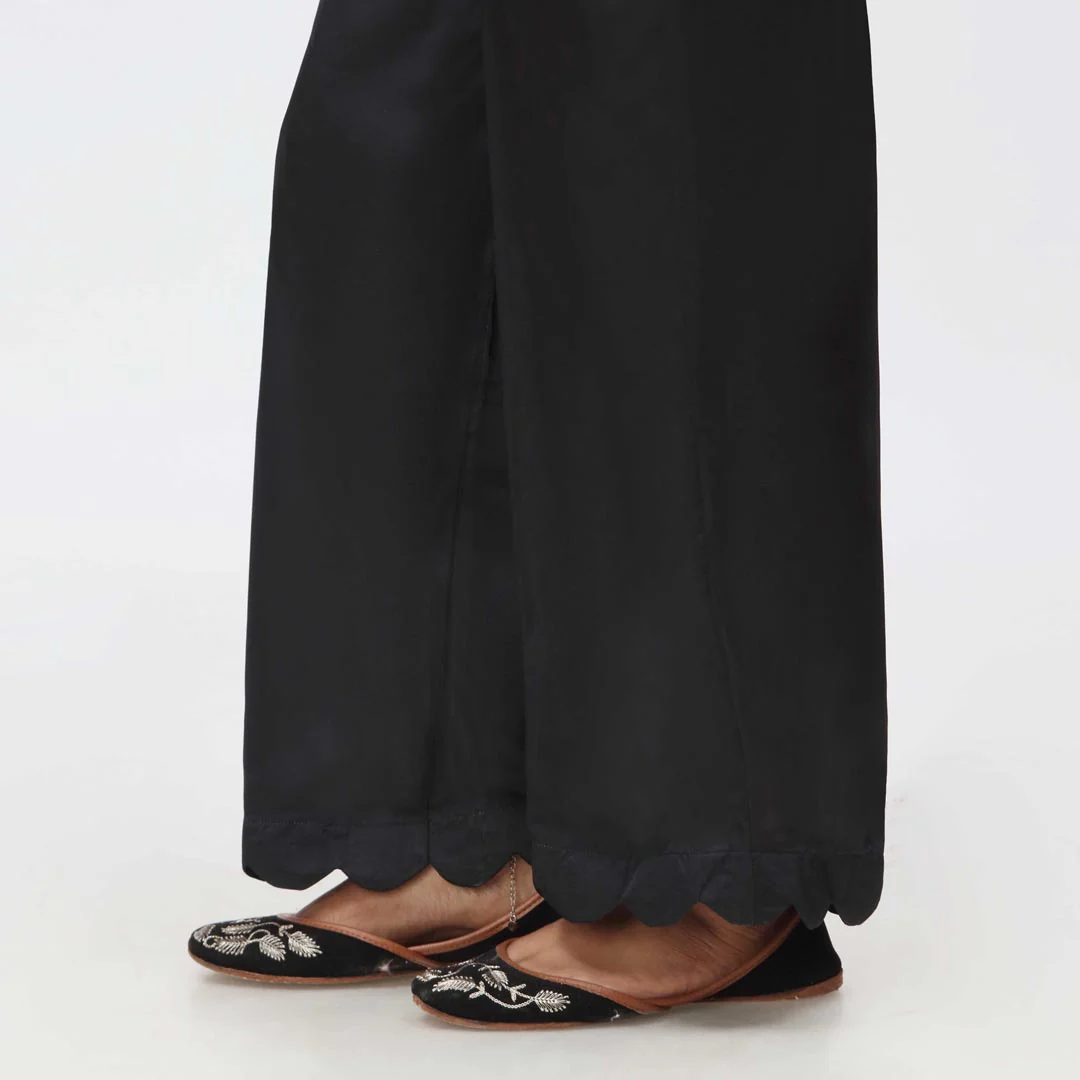 Black Scallops Grip Silk Straight Trouser PW3645 - Image 2