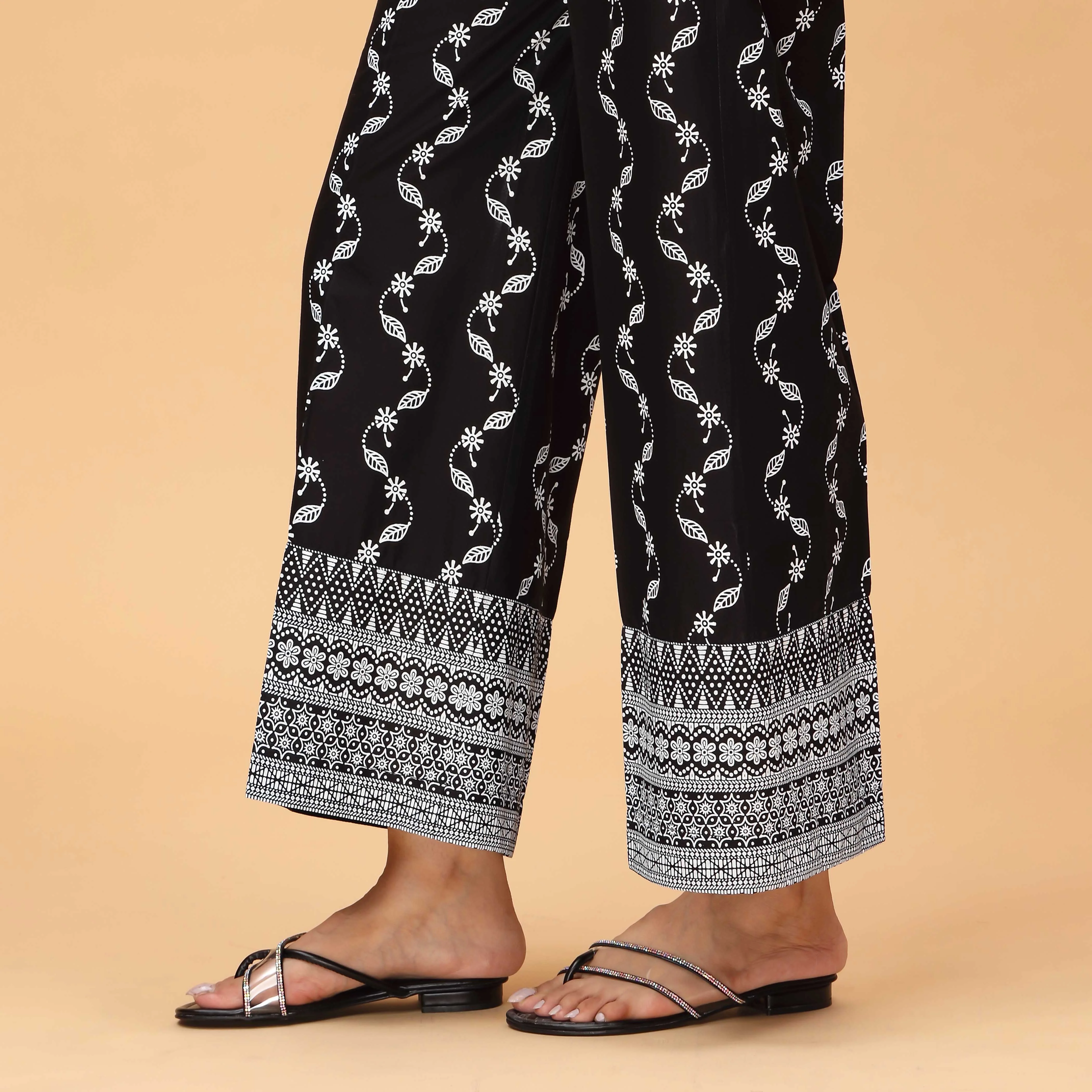 Black Screen Printed Cambric Trouser PS4509 - Image 2