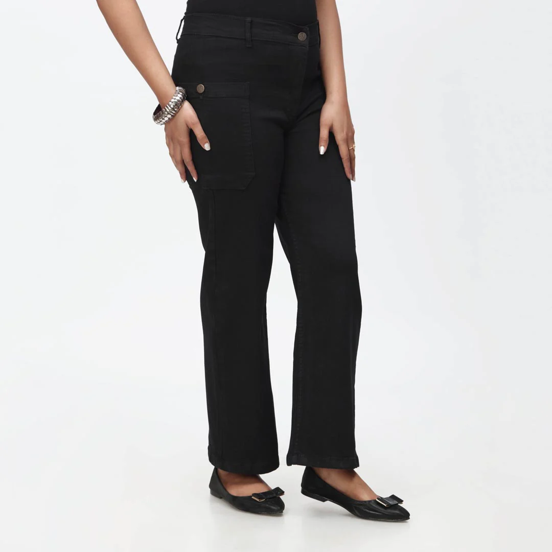 Black Denim Pant with Side Pockets PS4528 - Image 2