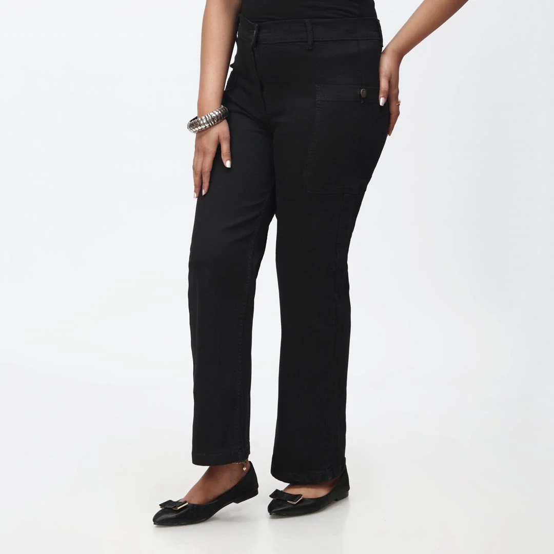 Black Denim Pant with Side Pockets PS4528 - Image 3