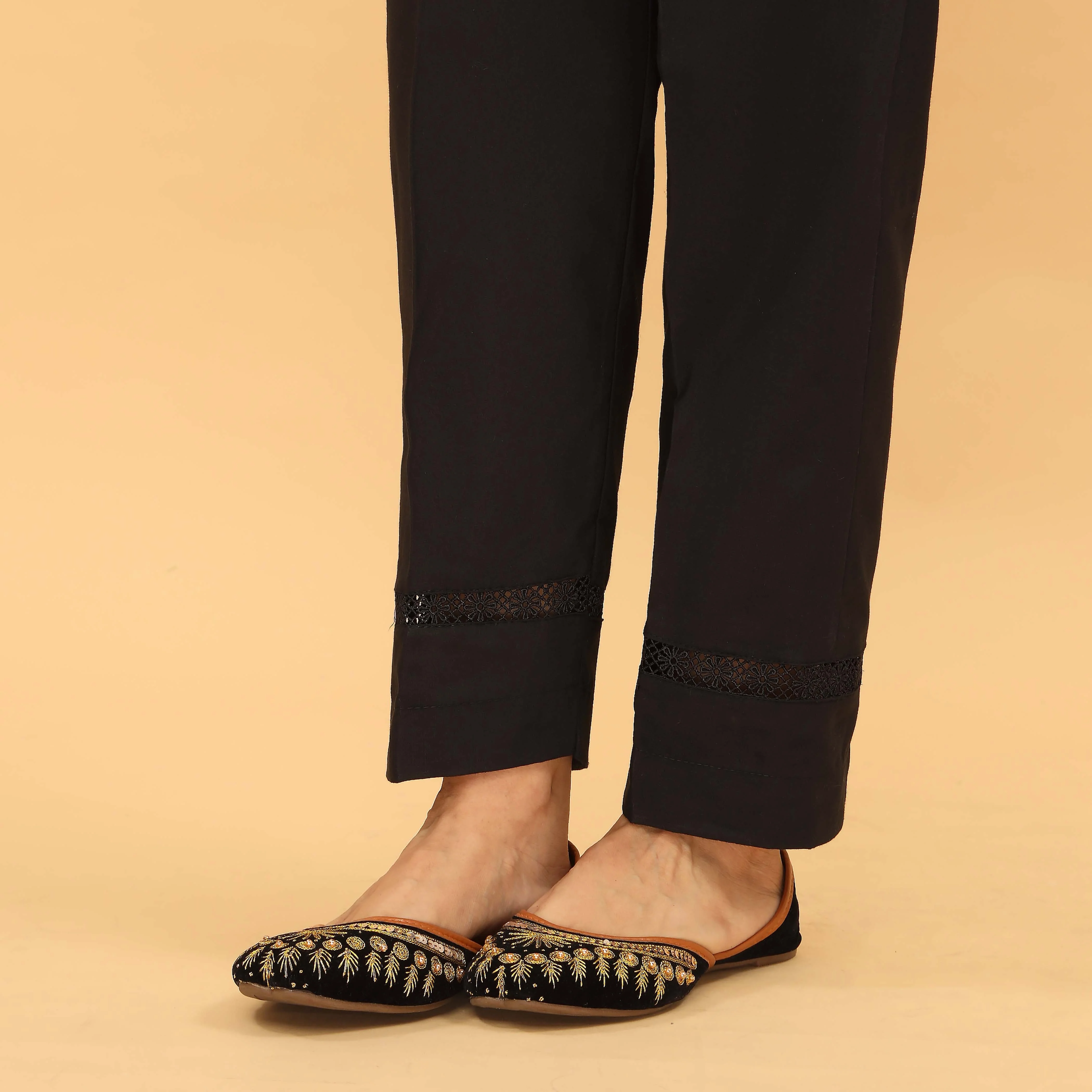 Black Slim Fit Plain Trouser PL5039 - Image 3