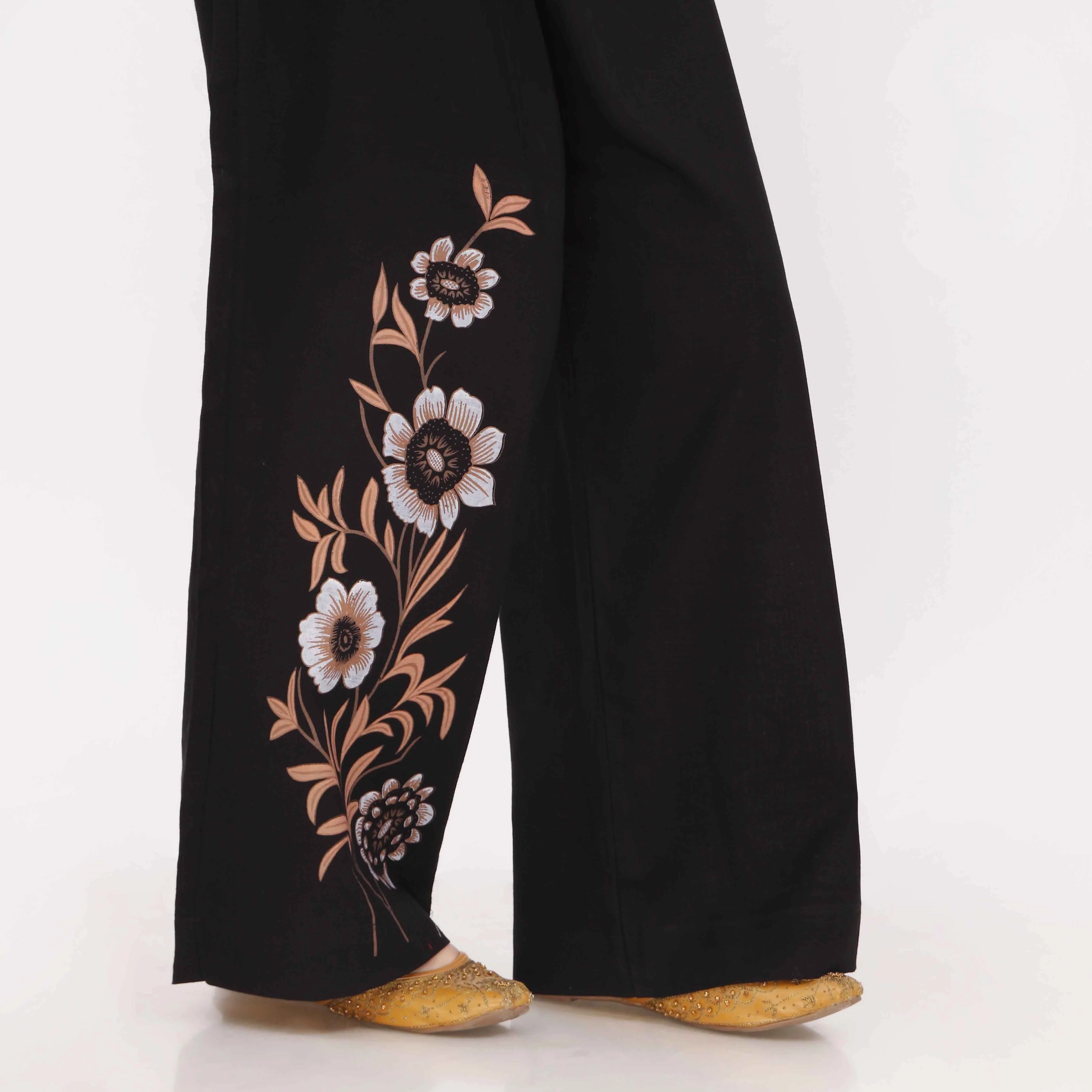 Black Slub Khaddar Trouser PL5143 - Image 3